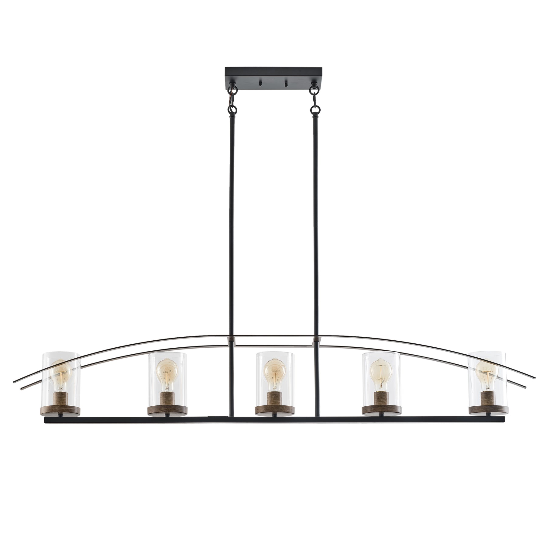 5-Lights Arch Dimmable Glass Adjustable Chandelier Kitchen Island Lights