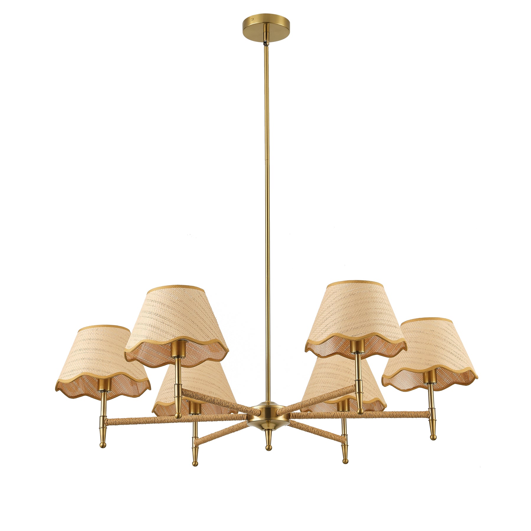 6-Light Modern French Brown Leaf Pendant Light