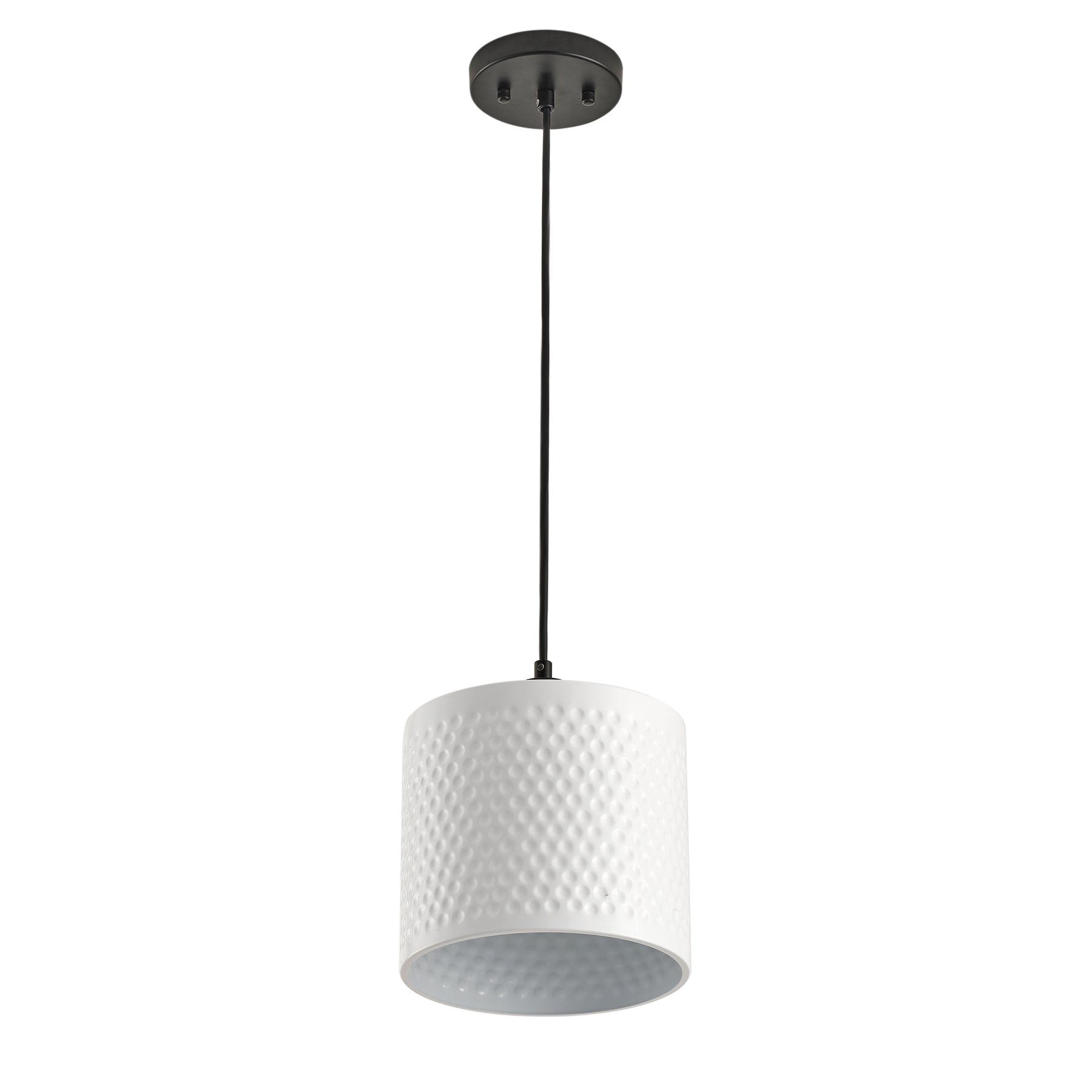 1-Light White Cylinder Shade Dimmable Adjustable Pendant Lighting