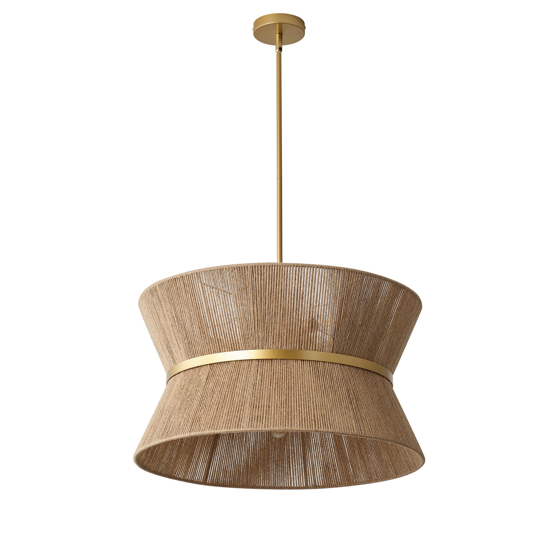 8-Light Boho Drum Pendant Light with Twine Shade Adjustable Hanging Light