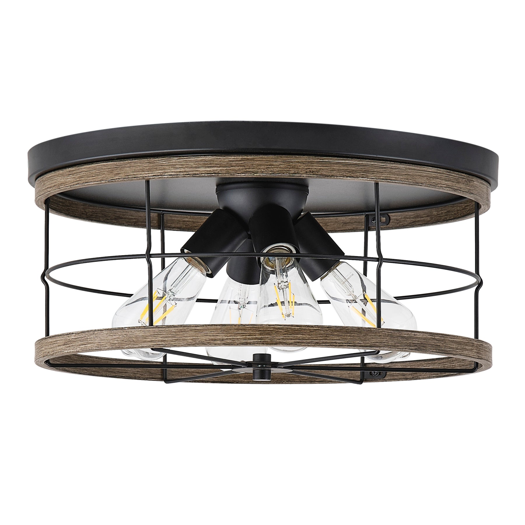 4-Lights Round Metal Frame Openwork Design Flush Mount Lighting