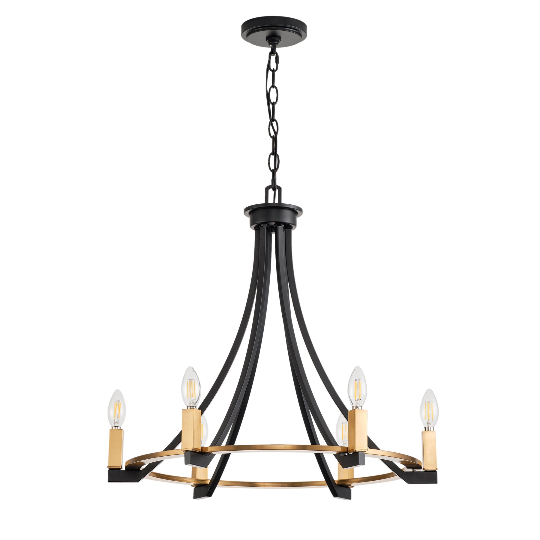 6-Lights Wagon Wheel Vintage Style Dimmable Chandelier