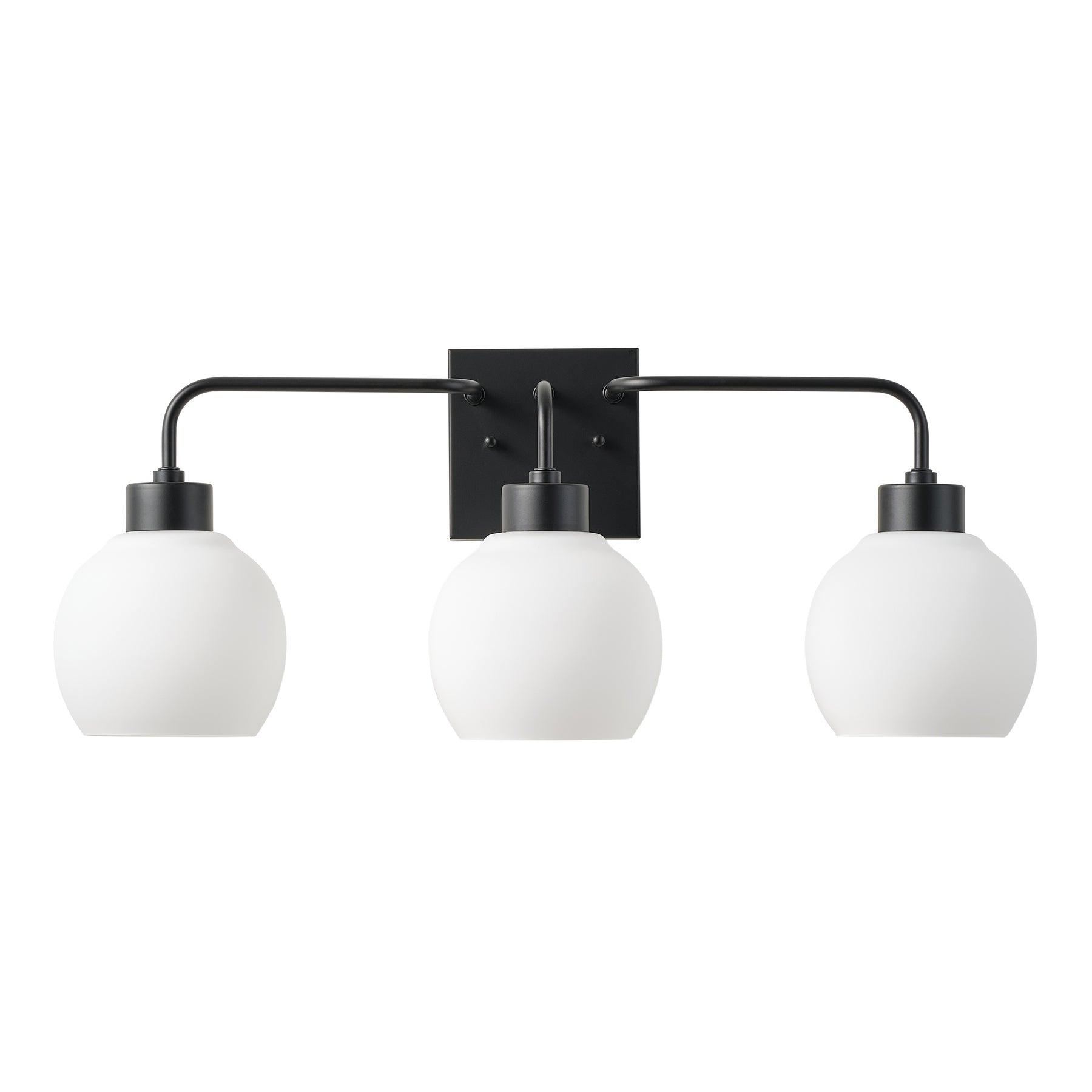 3-Light Matte Black Bathroom Vanity Light, Modern Wall Sconce with Frosted Glass Shades