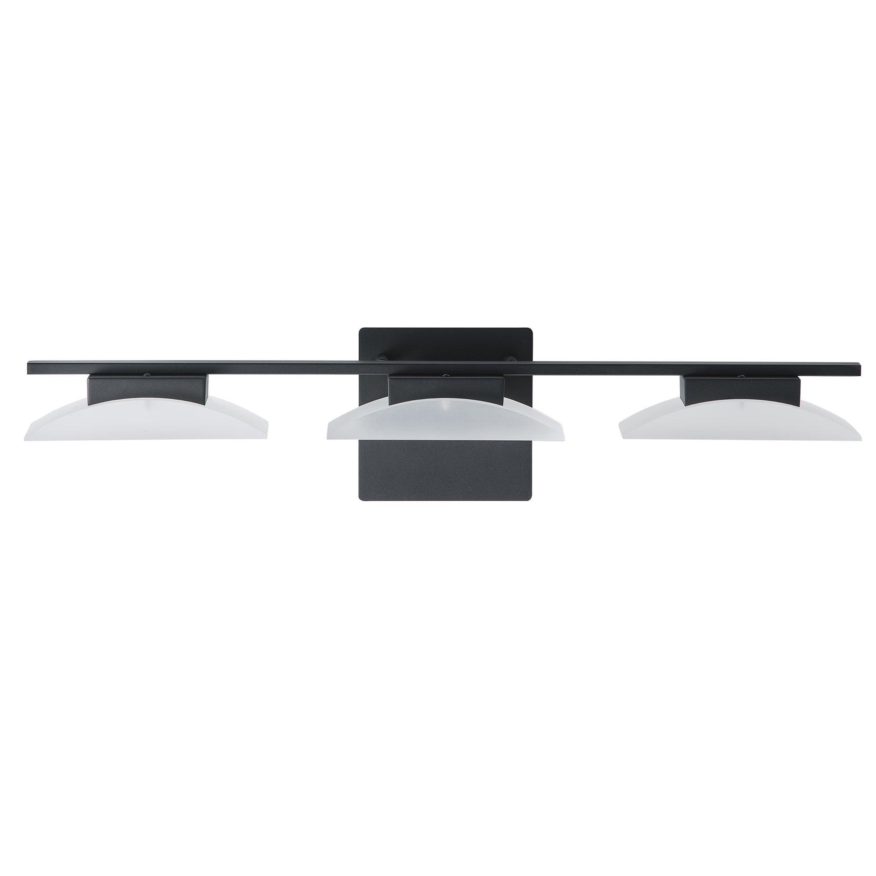 3-Light Bathroom LED Vanity Light  Black Frosted Glass Shades