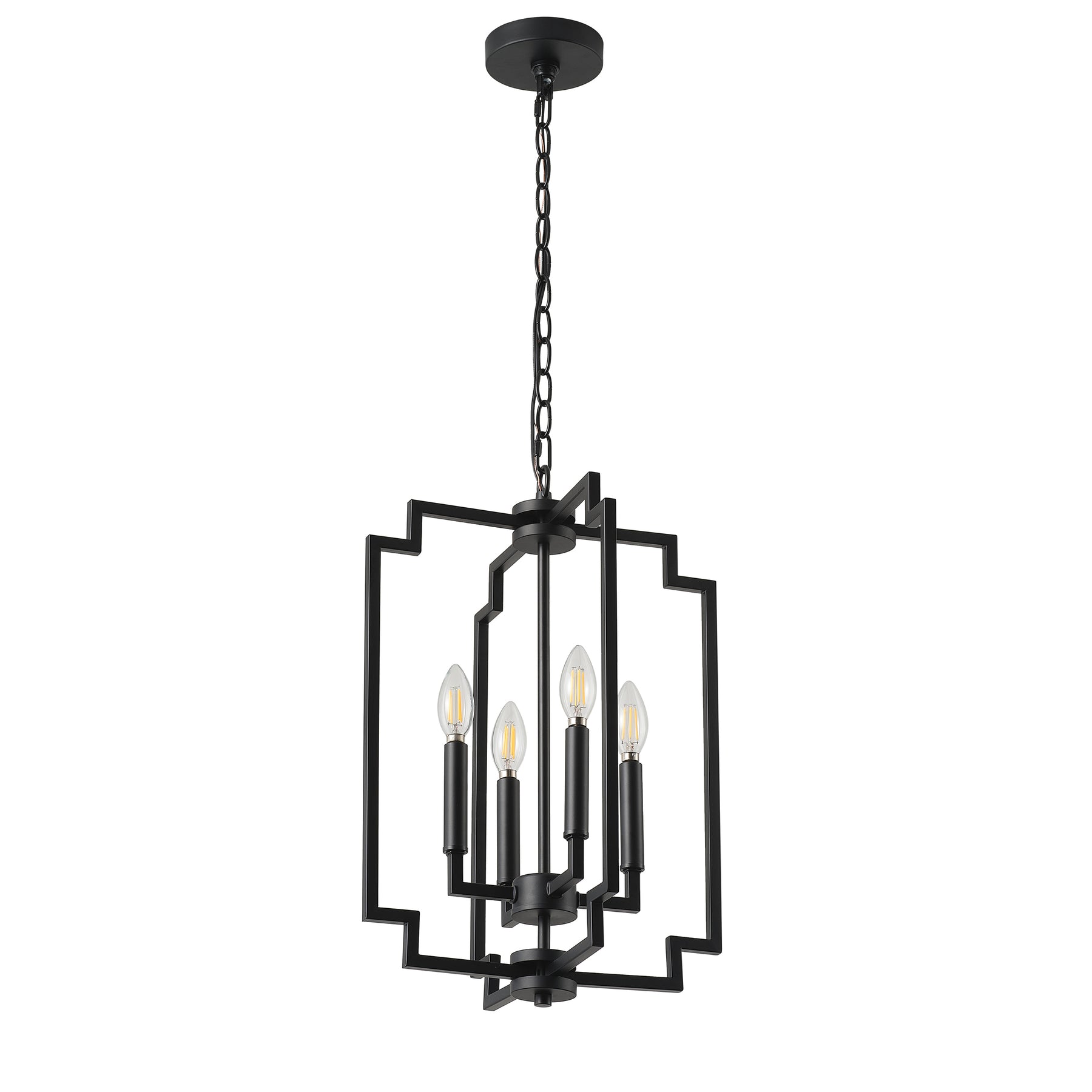 4-Light Modern Black Geometric Pendant Light