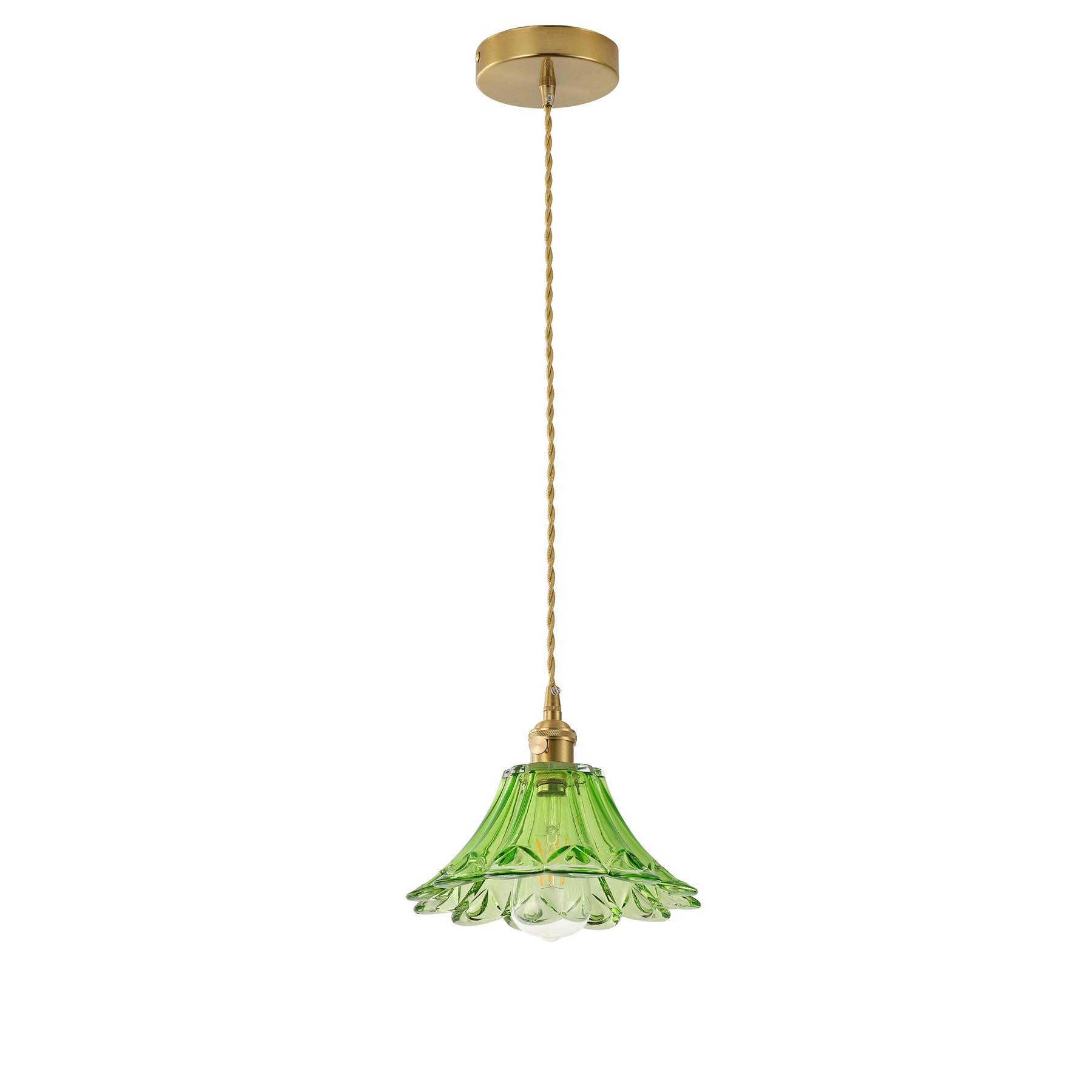 3-Light Vintage Pendant Lights Green Glass Shade 65.95in Adjustable For Kitchen