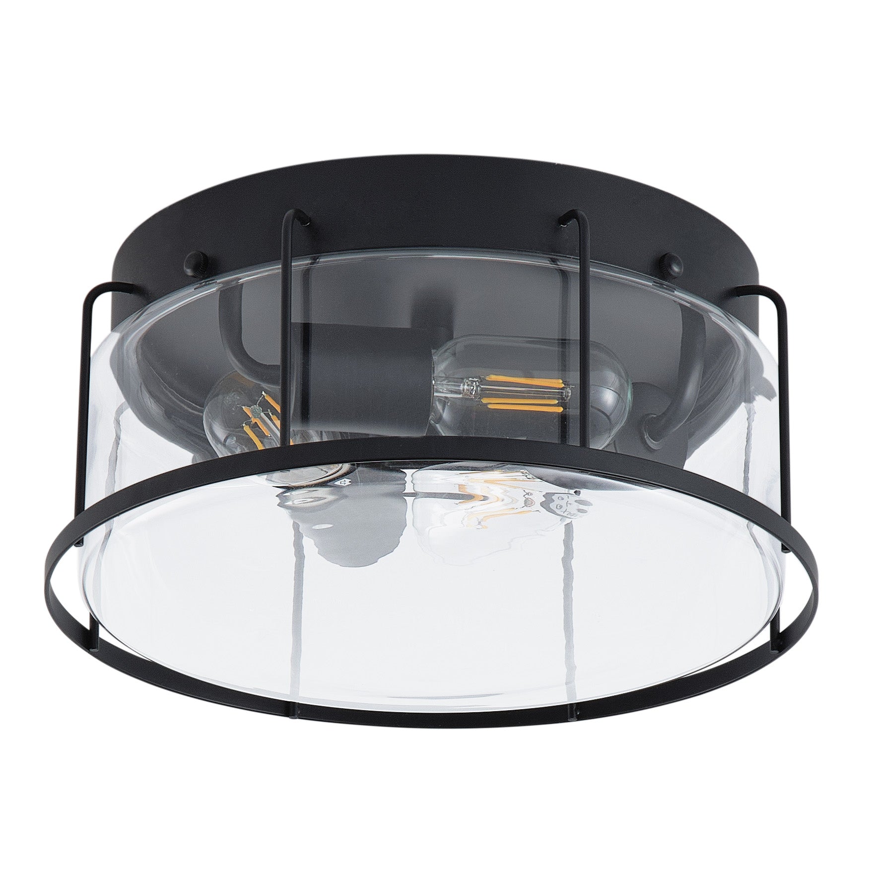3-Lights Round Glass Shade Flush Mount Lighting