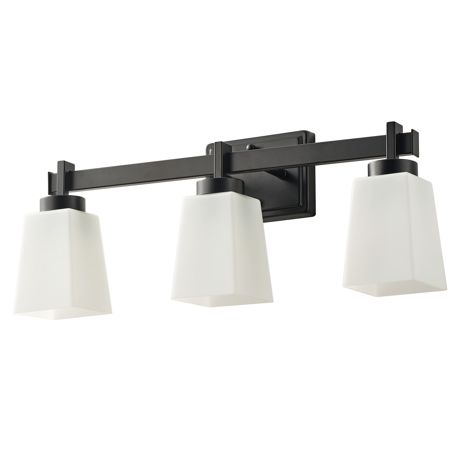 3-Lights White Jade Acid Washed Glass Shade Bathroom Vanity Lighting