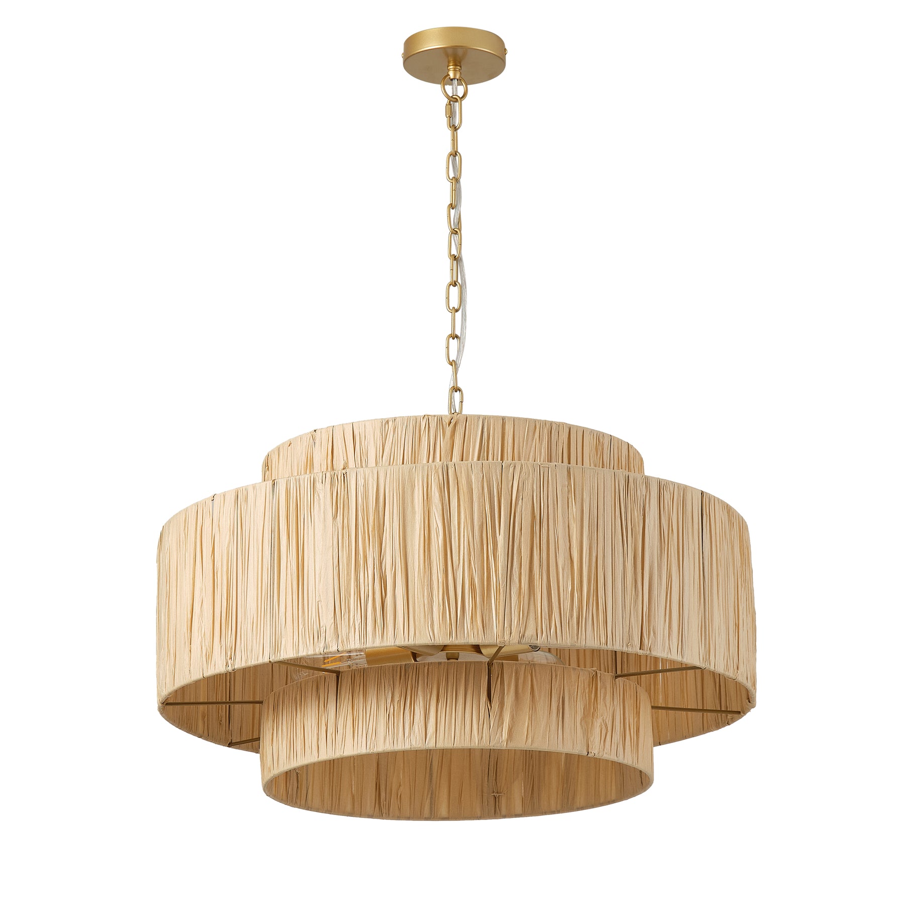 4-Lights Paper Woven Three Layer Cylindrical Design Pendant Lighting