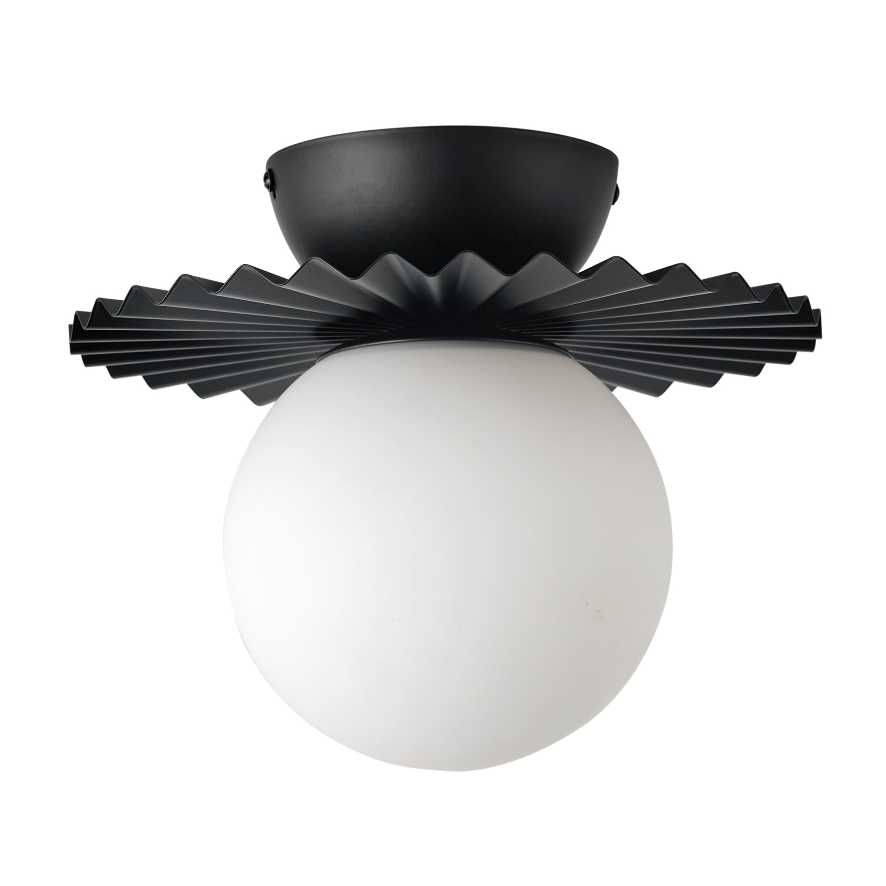 1-Light White Jade Acid Washed Globe Shade Semi-Flush Mount Lighting