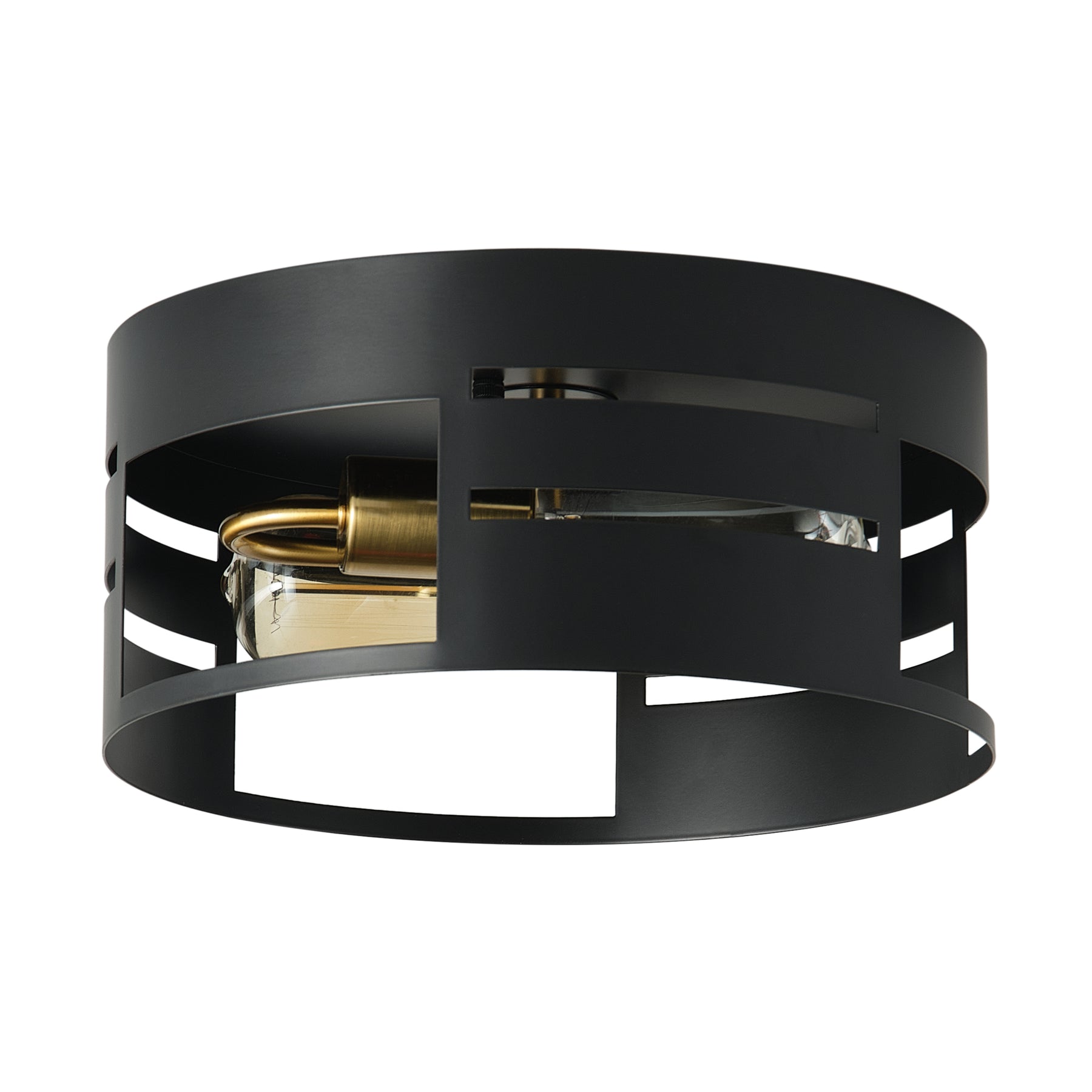 2-Light Simple Black Hollow Out Flush Mount Lighting