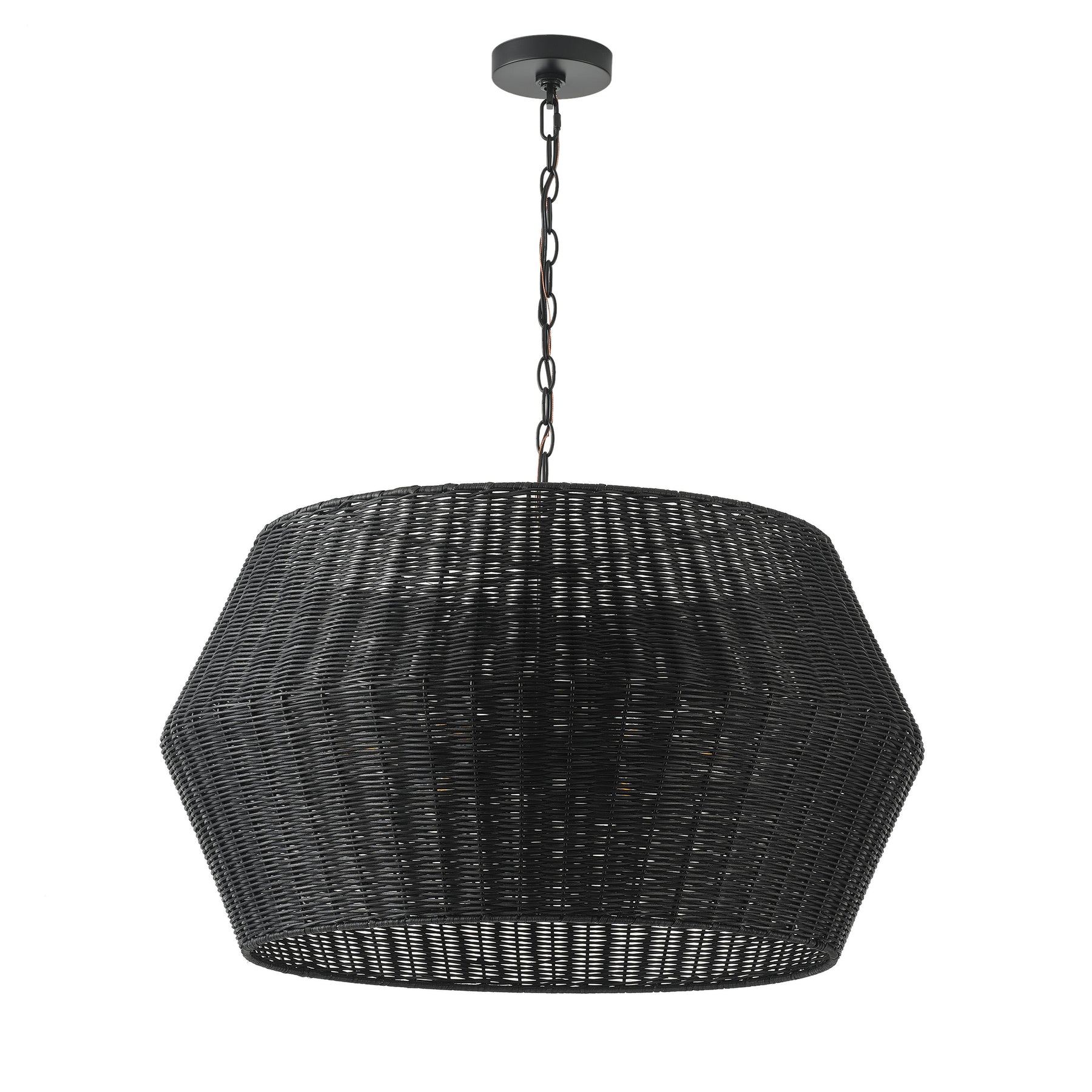 6-Lights Black Rattan Cage Shade Pendant Lighting