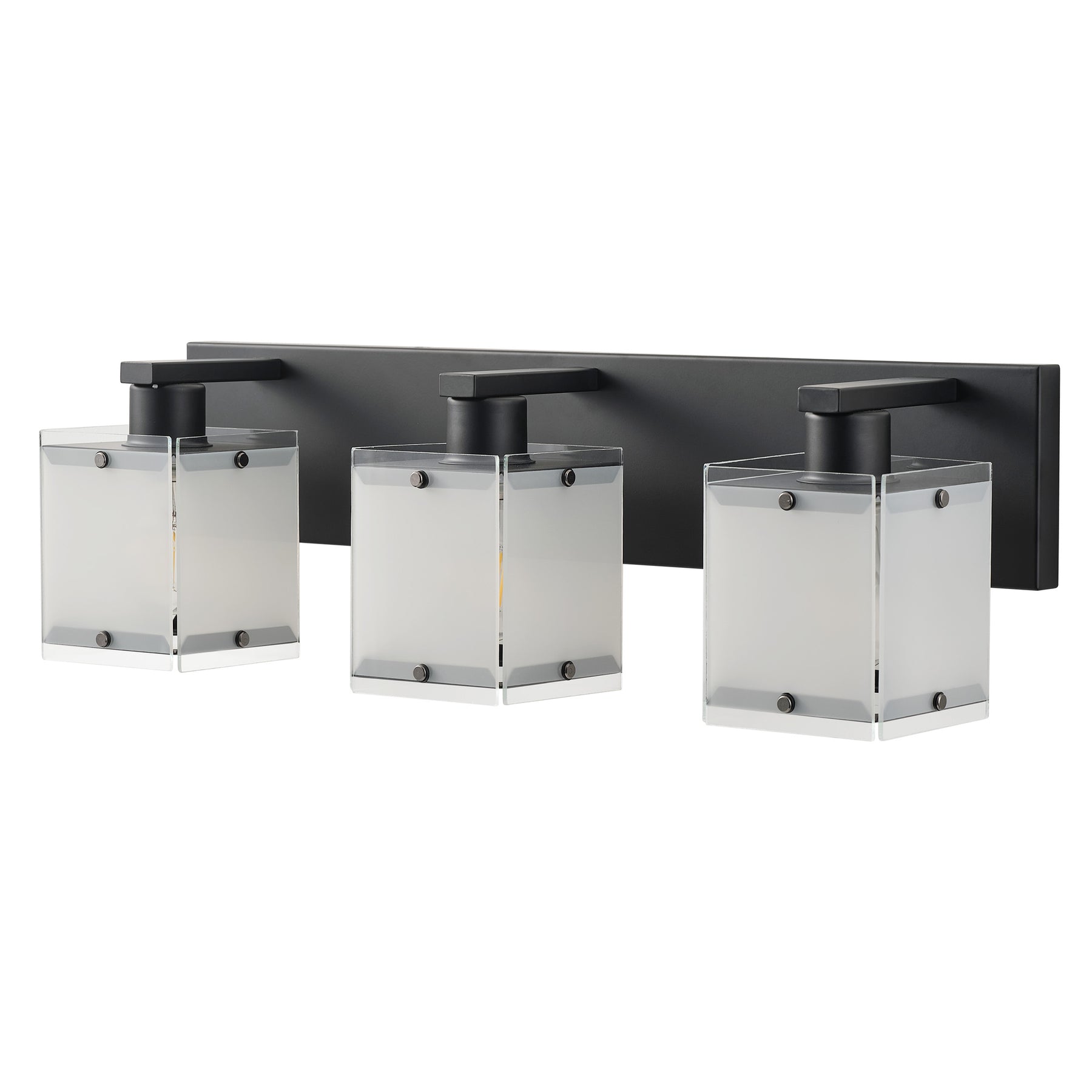 3-Lights Tempered Glass Sandblasted Shade Bathroom Vanity Lighting