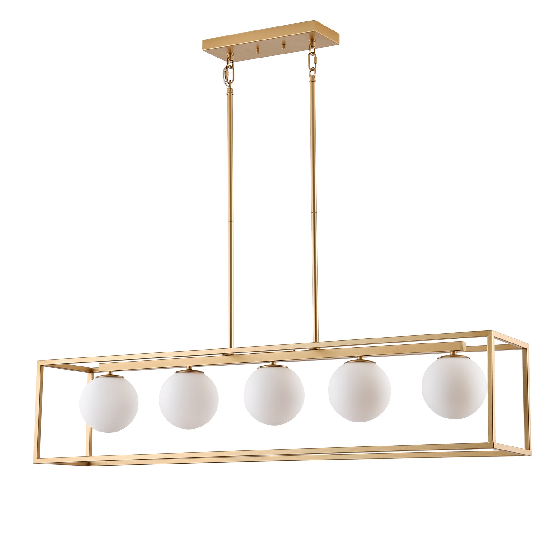 5-Light White Jade Acid Washed Globe Shade Kitchen Island Lights