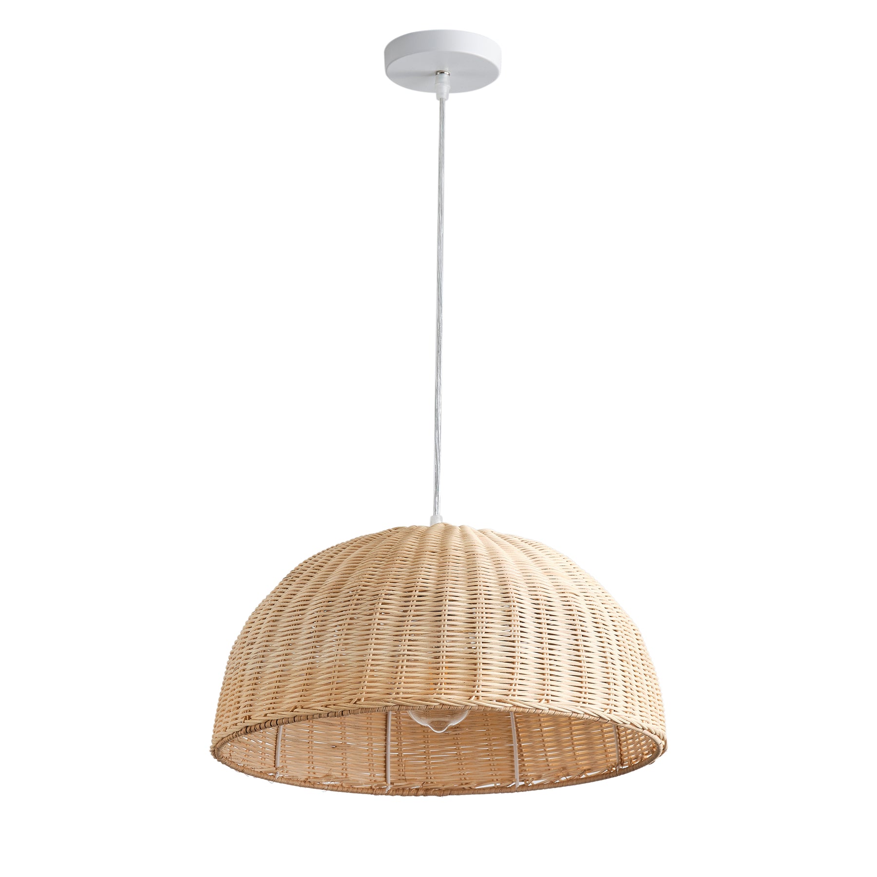 1-Light Bohemian Modern Woven Rattan Farmhouse Pendant Lighting