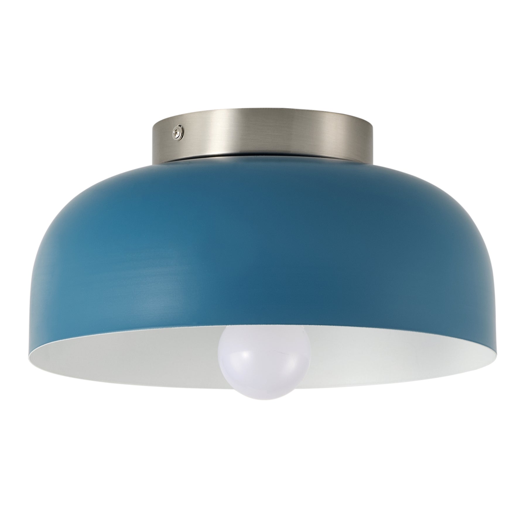 1-Light Blue Bowl Metal Shade Semi-Flush Mount Lighting