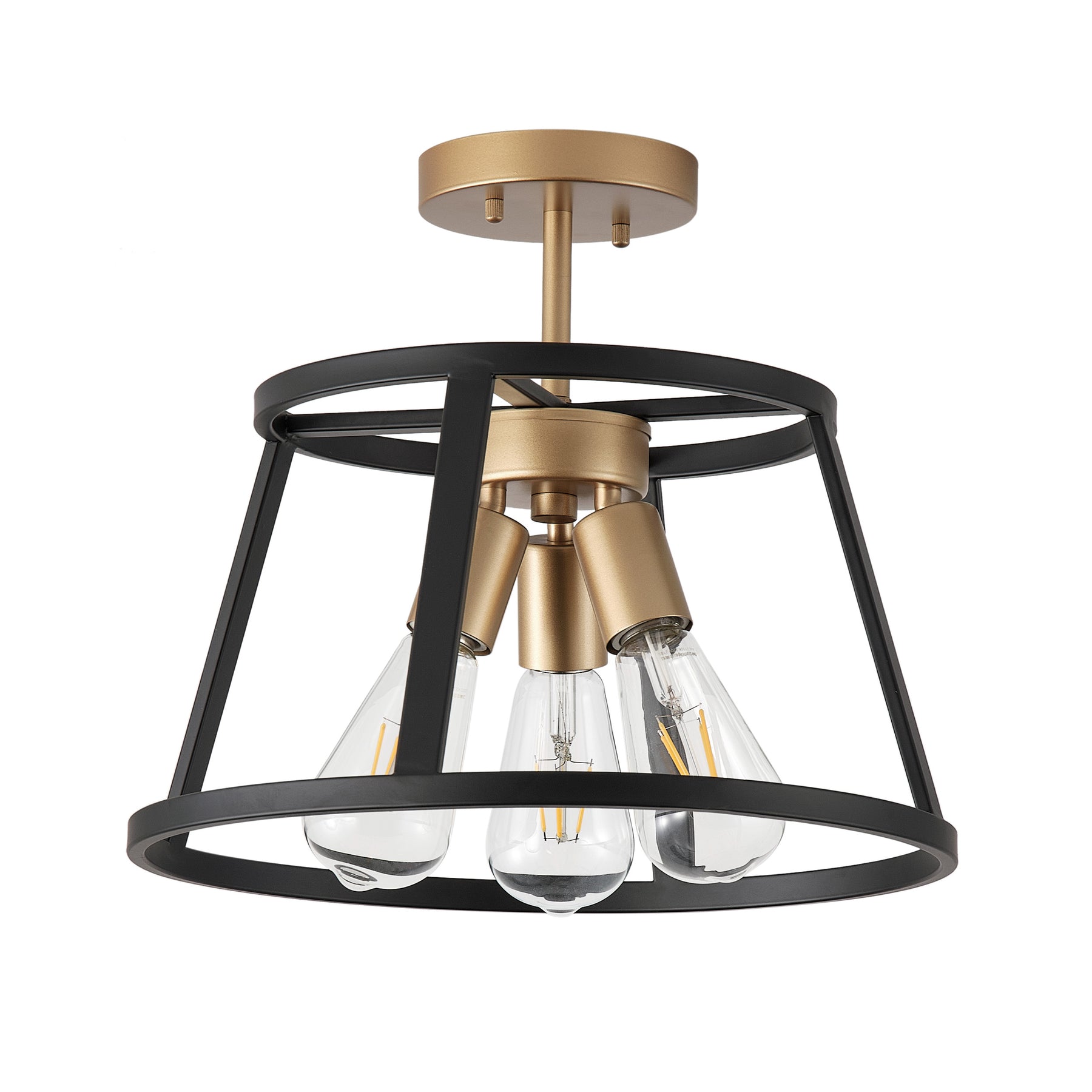 3-Lights Round Metal Frame with Openwork Design Semi-Flush Mount Lighting