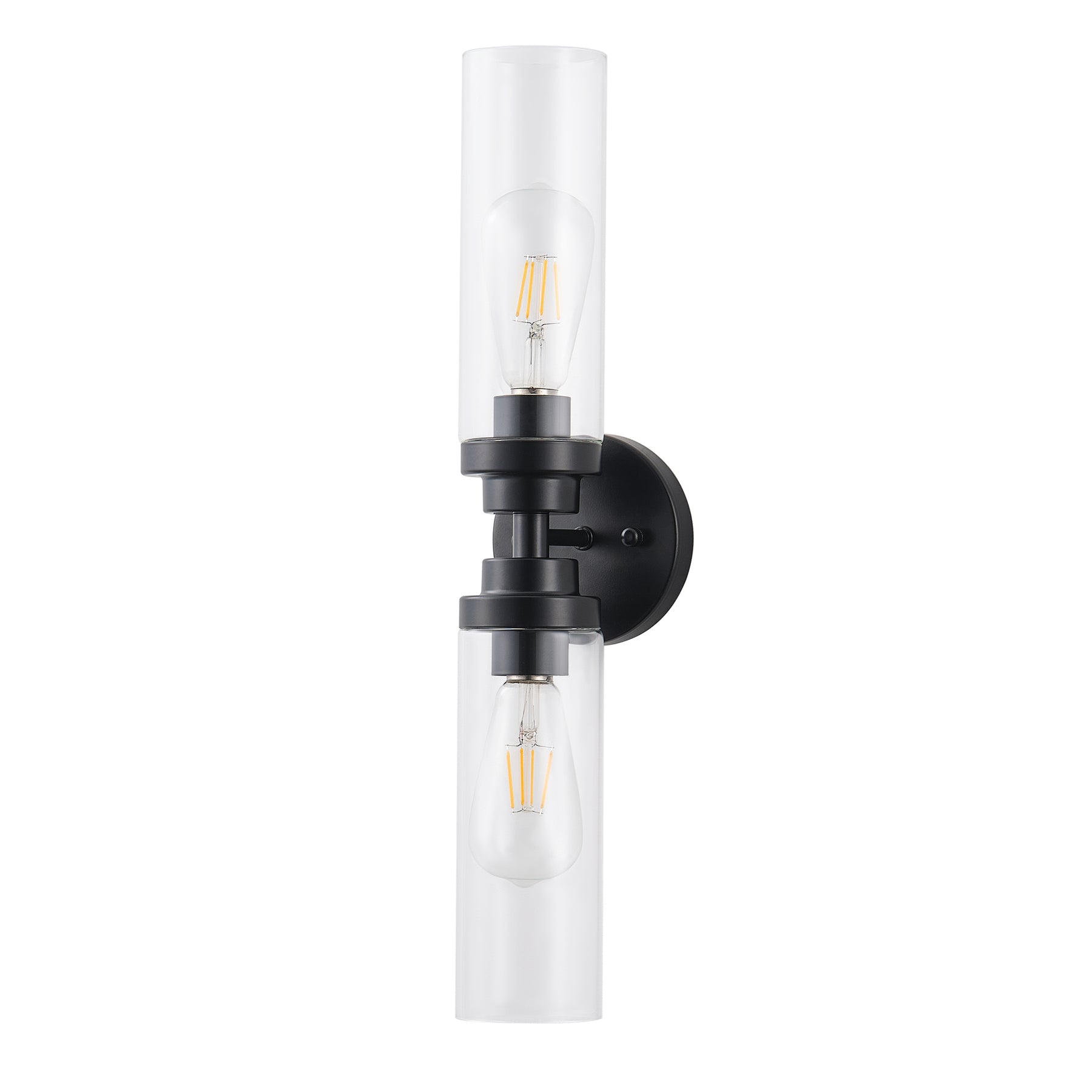 2-Light Clear Glass Cylindrical Shade Wall Sconces