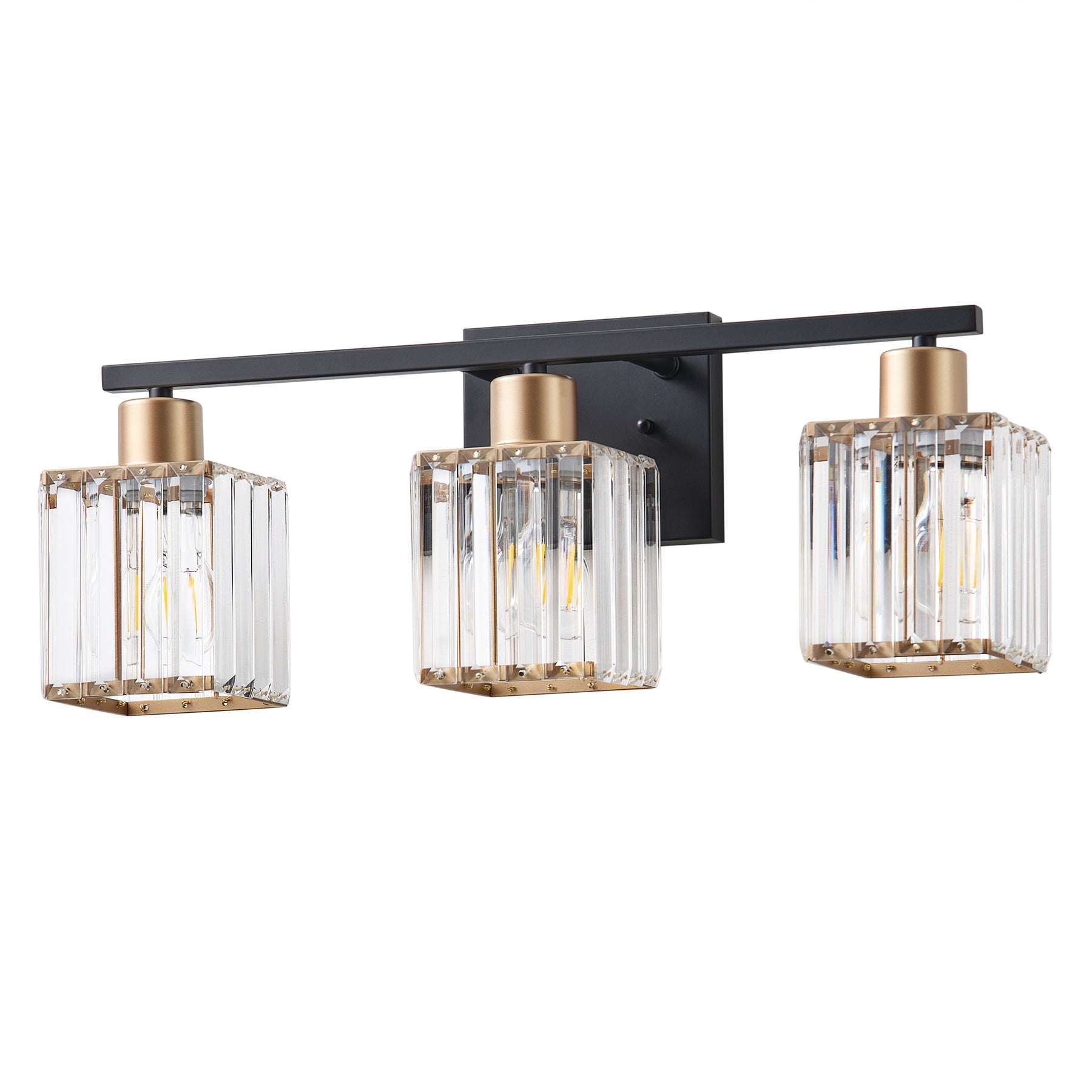 3-Light Square Clear Glass Shade Bathroom Vanity Lighting