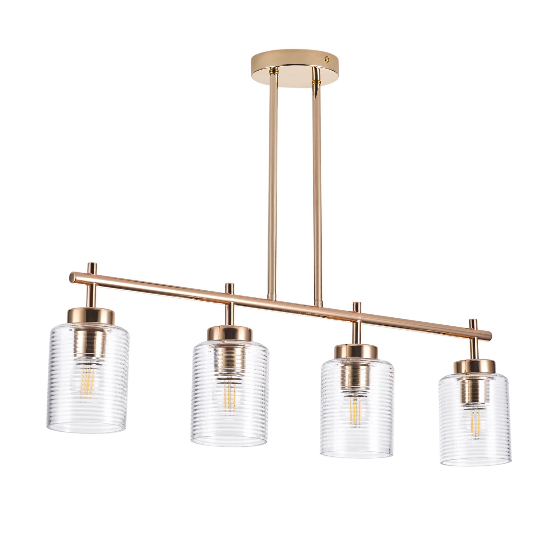 4-Light & 6-Light Gold Modern Linear Glass Shape Kitchen Island Lights