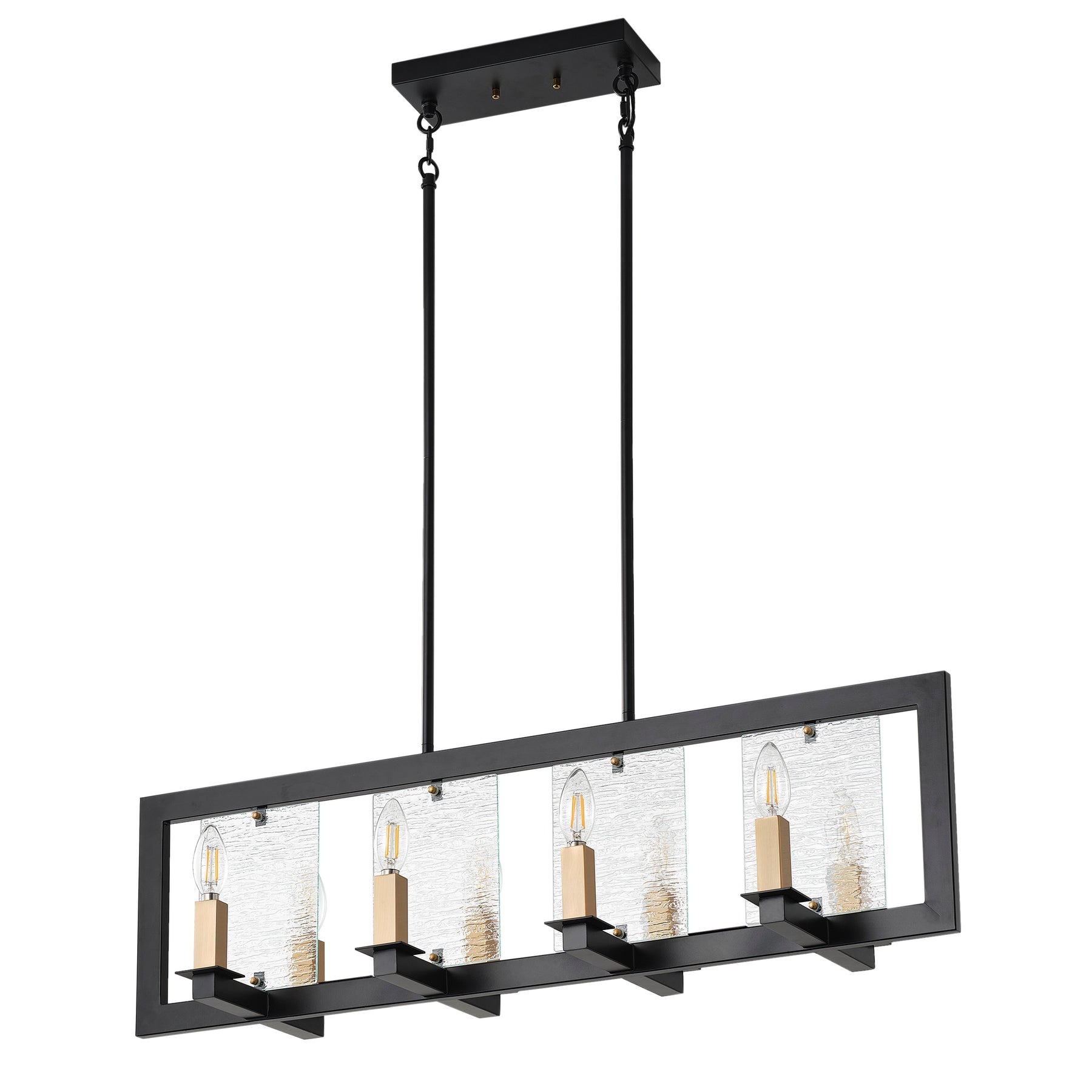 8-Lights Black Finish Dimmable Glass Farmhouse Kitchen Island Lights