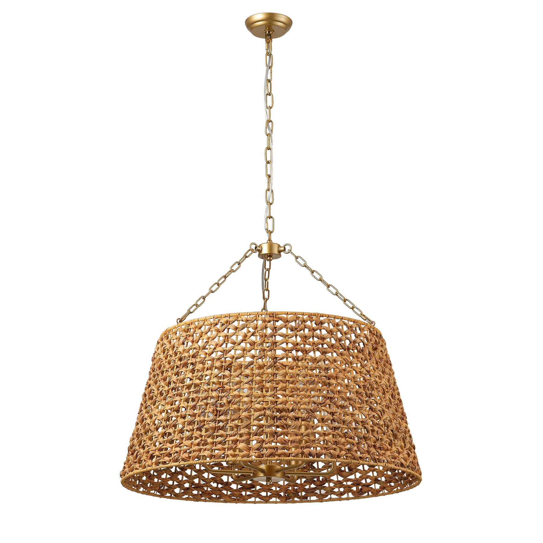 6-Lights Bell-Shaped Aquatic Plant Weaving Oversize Pendant Lighting