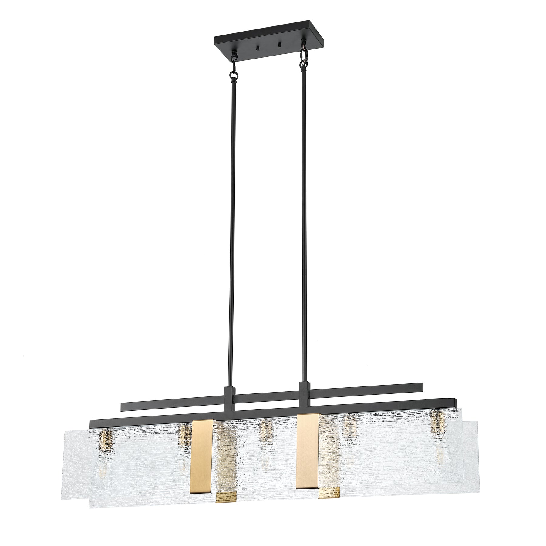 5-Lights Clear Pleated Textured Glass Shade Kitchen Island Lights