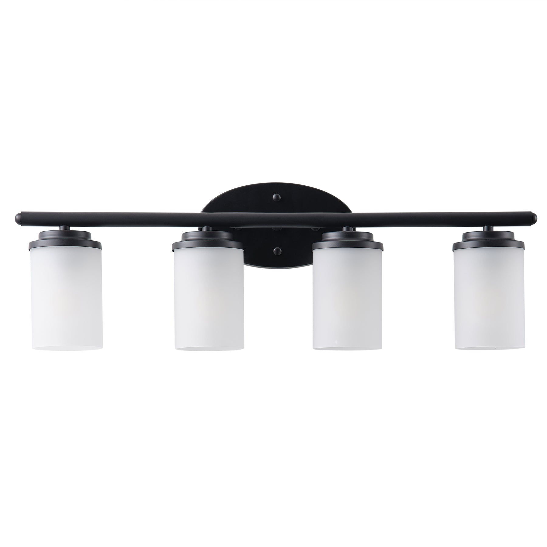 4-Light Vanity Light Over Mirror with White Cylinder Glass Shade