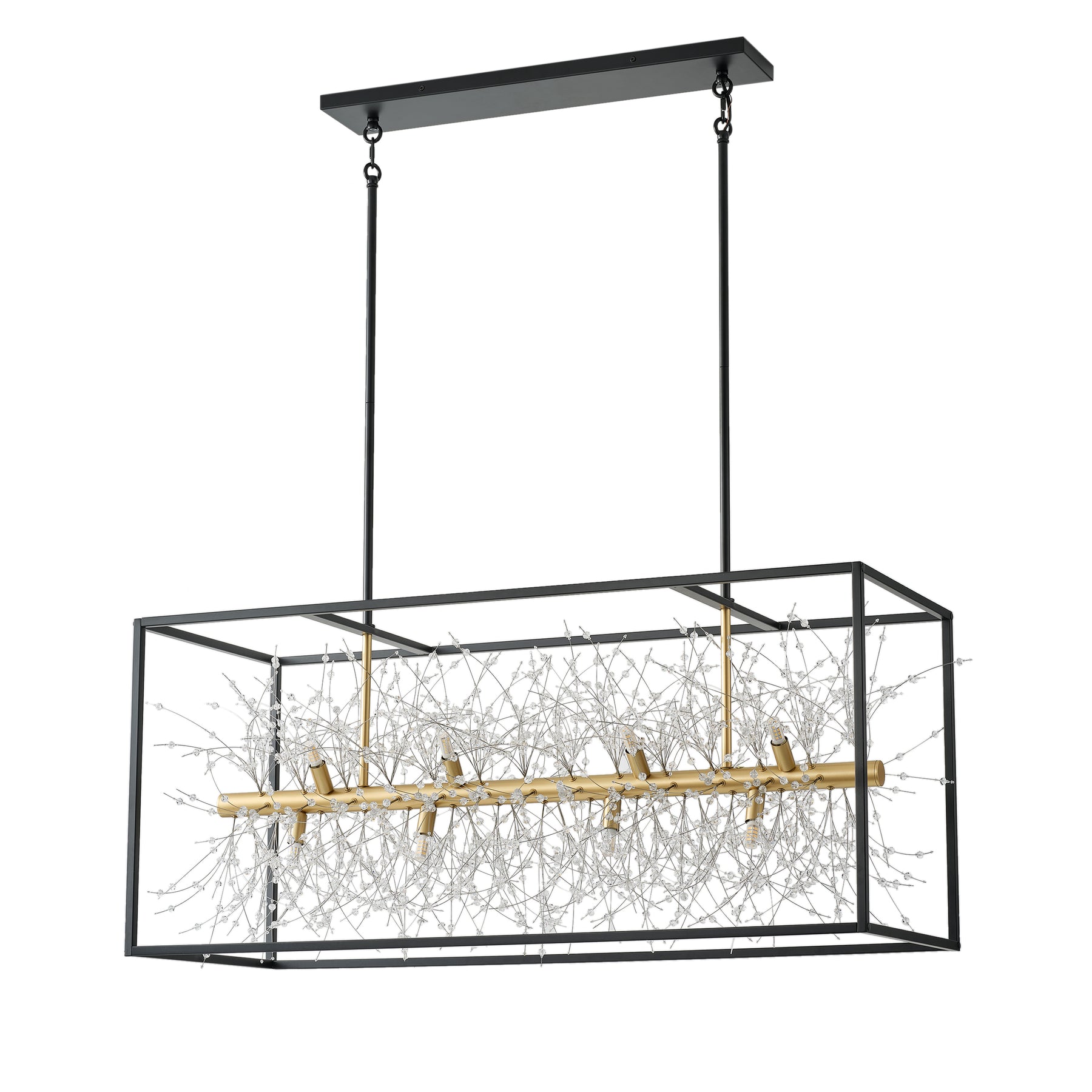 12-Lights Center Wrap Clear Crystal Bead Kitchen Island Lights