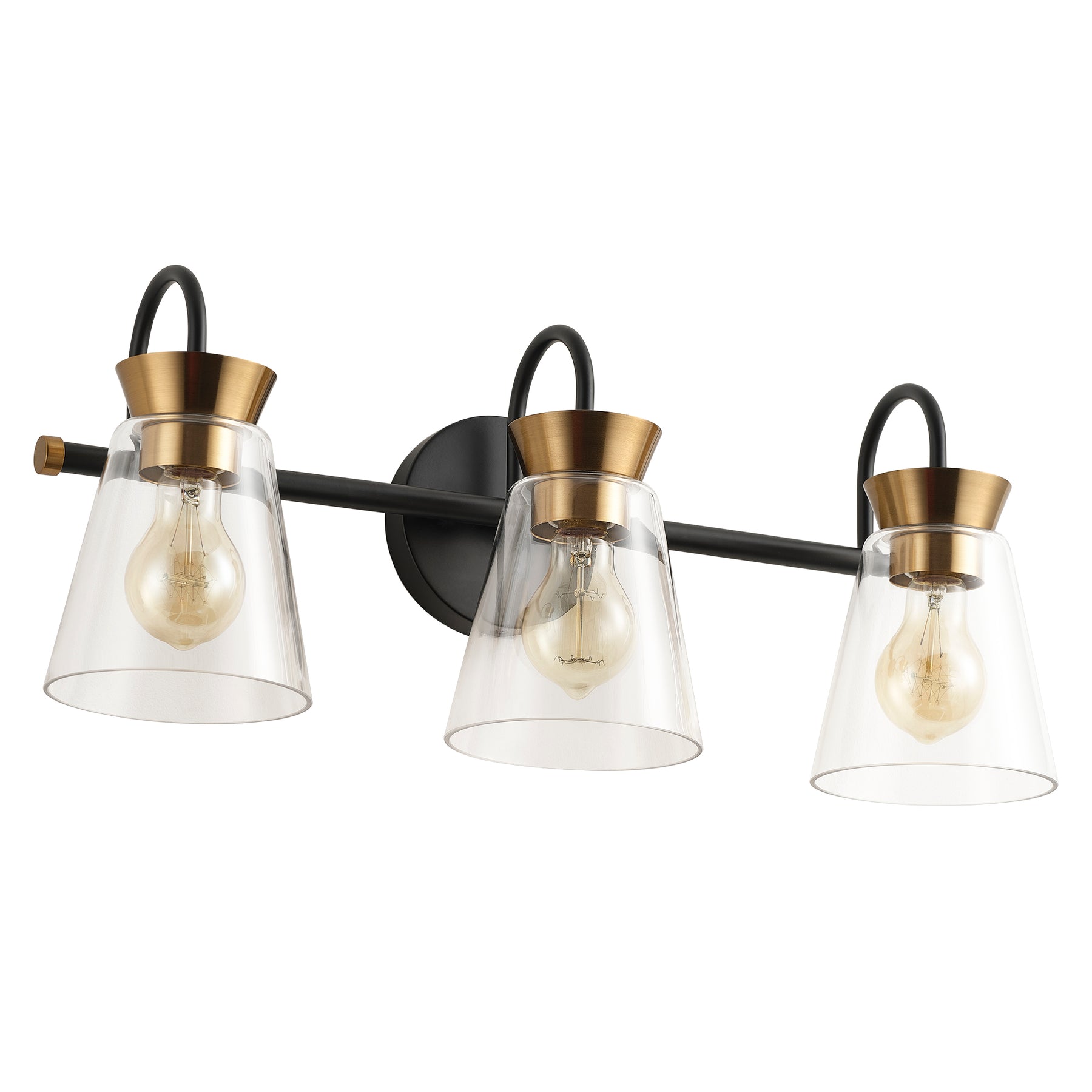 3-Lights Vintage Style Dimmable Bathroom Clear Glass Wall Vanity Lighting