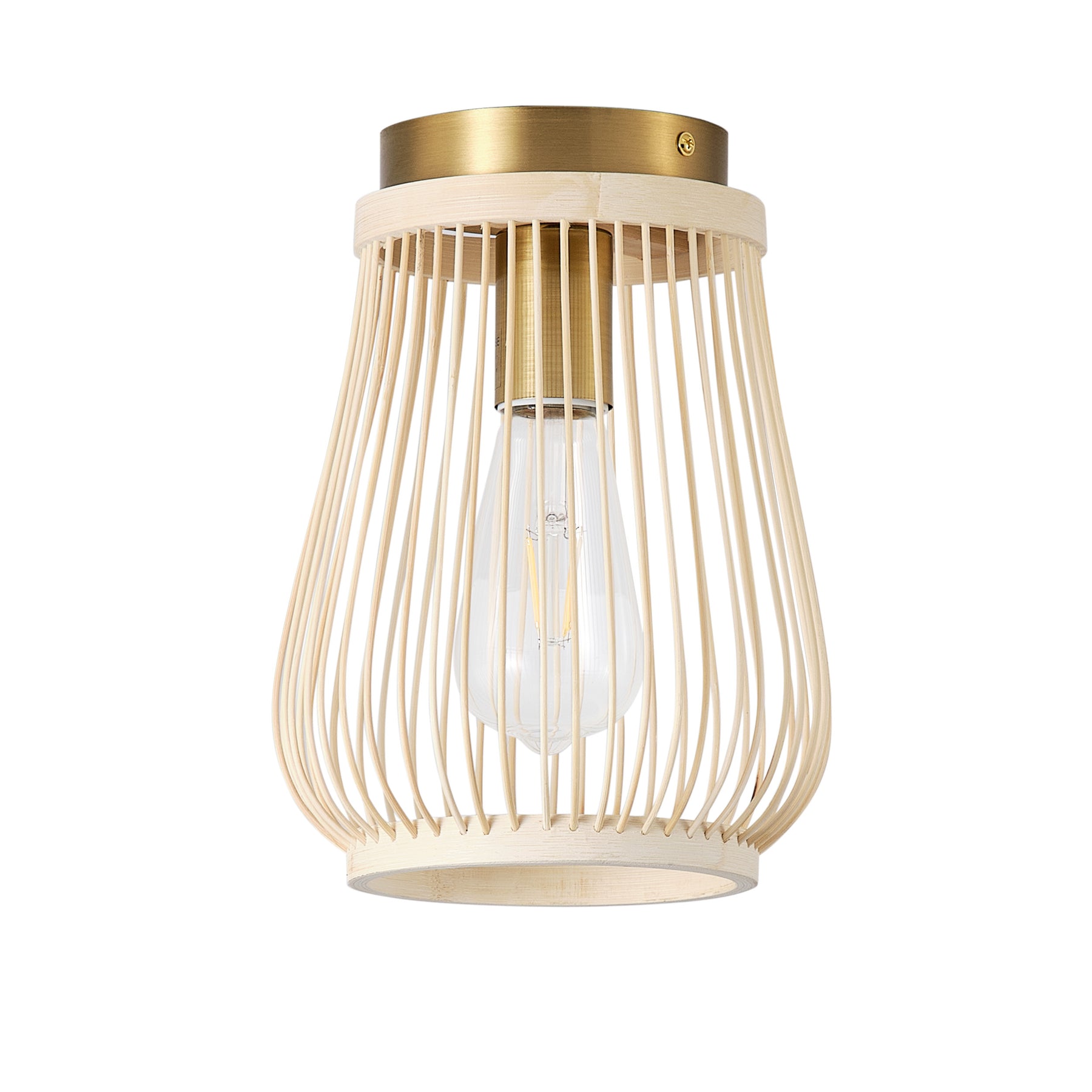 1-Light Bamboo Weaving Openwork Design Flush Mount Lighting