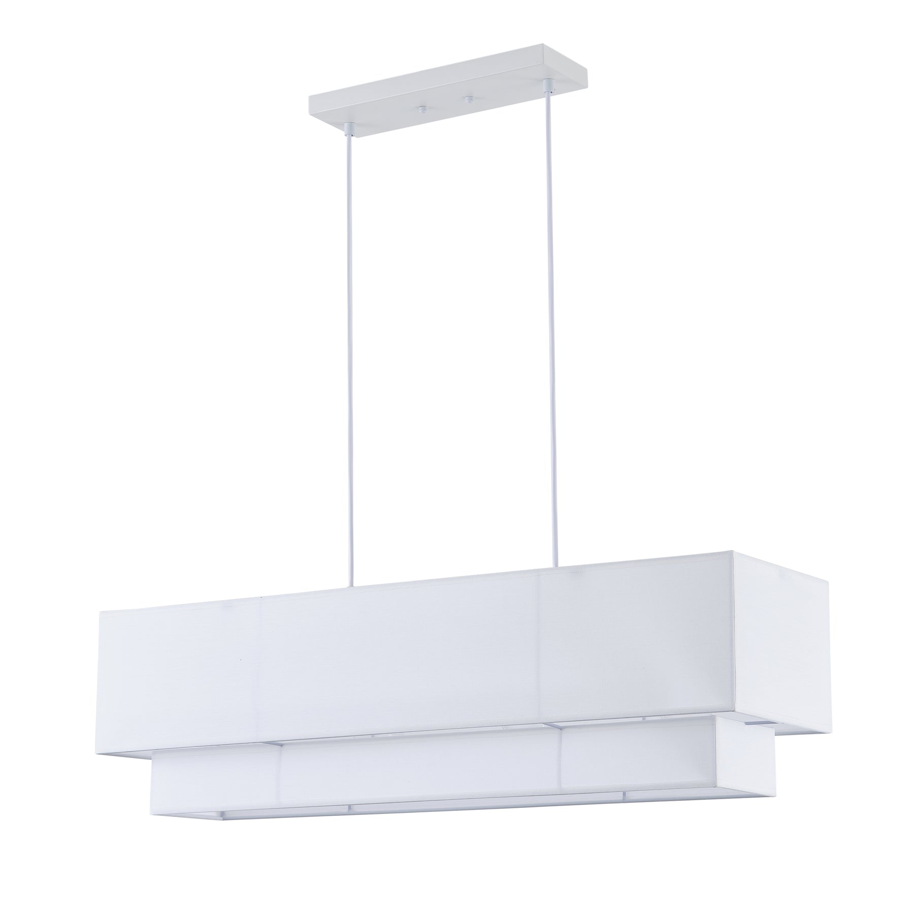 3-Light 35.43 in Oversize Fabric Rectangular Shade Island Lighting