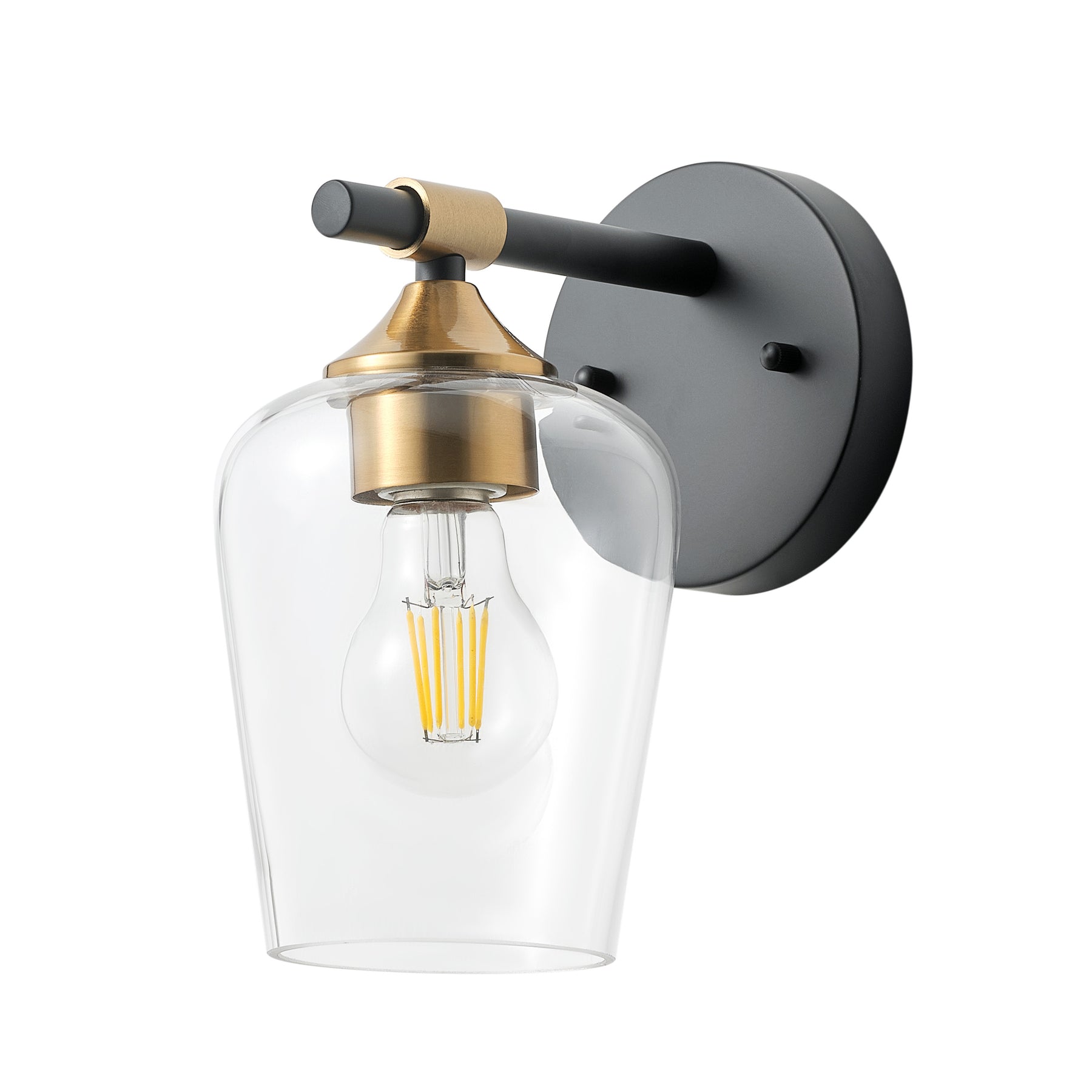 1-Light Simplicity Classic Glass Shade with Black Base Wall Sconces