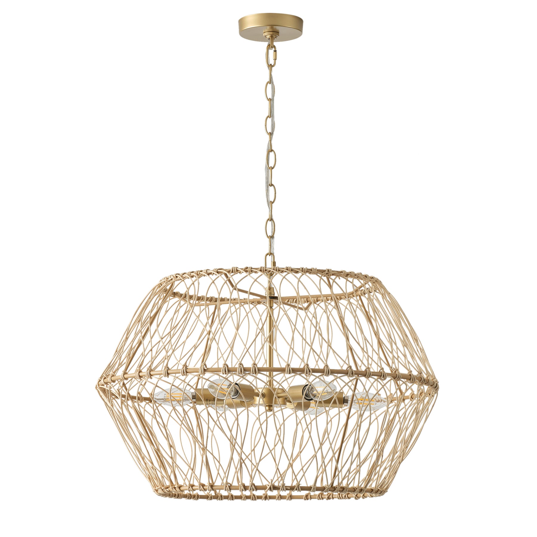 6-Lights Openwork Hand-Knit Rattan Pendant Lighting