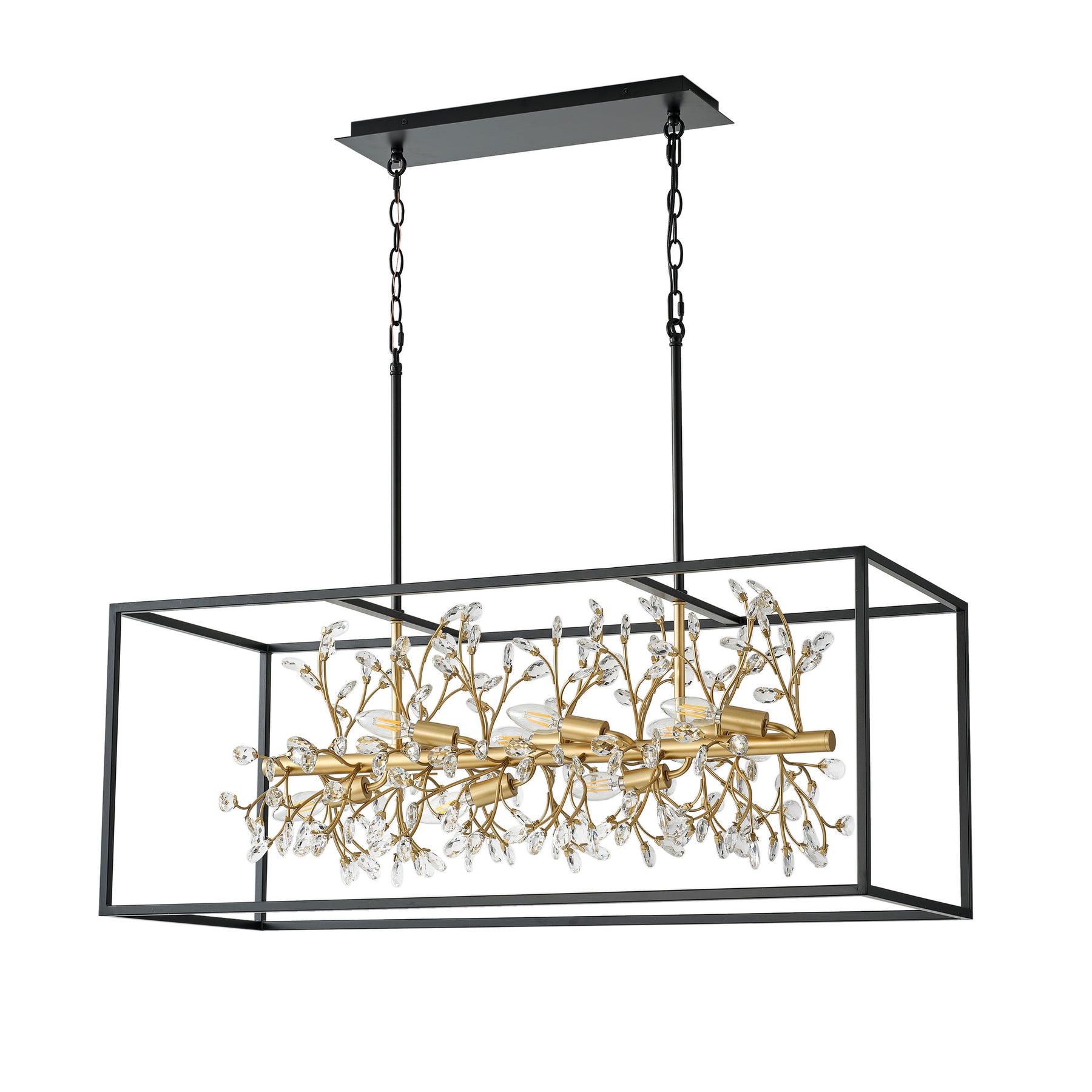 9-Lights Bulb Surrounded Clear Crystal Bead Kitchen Island Lights