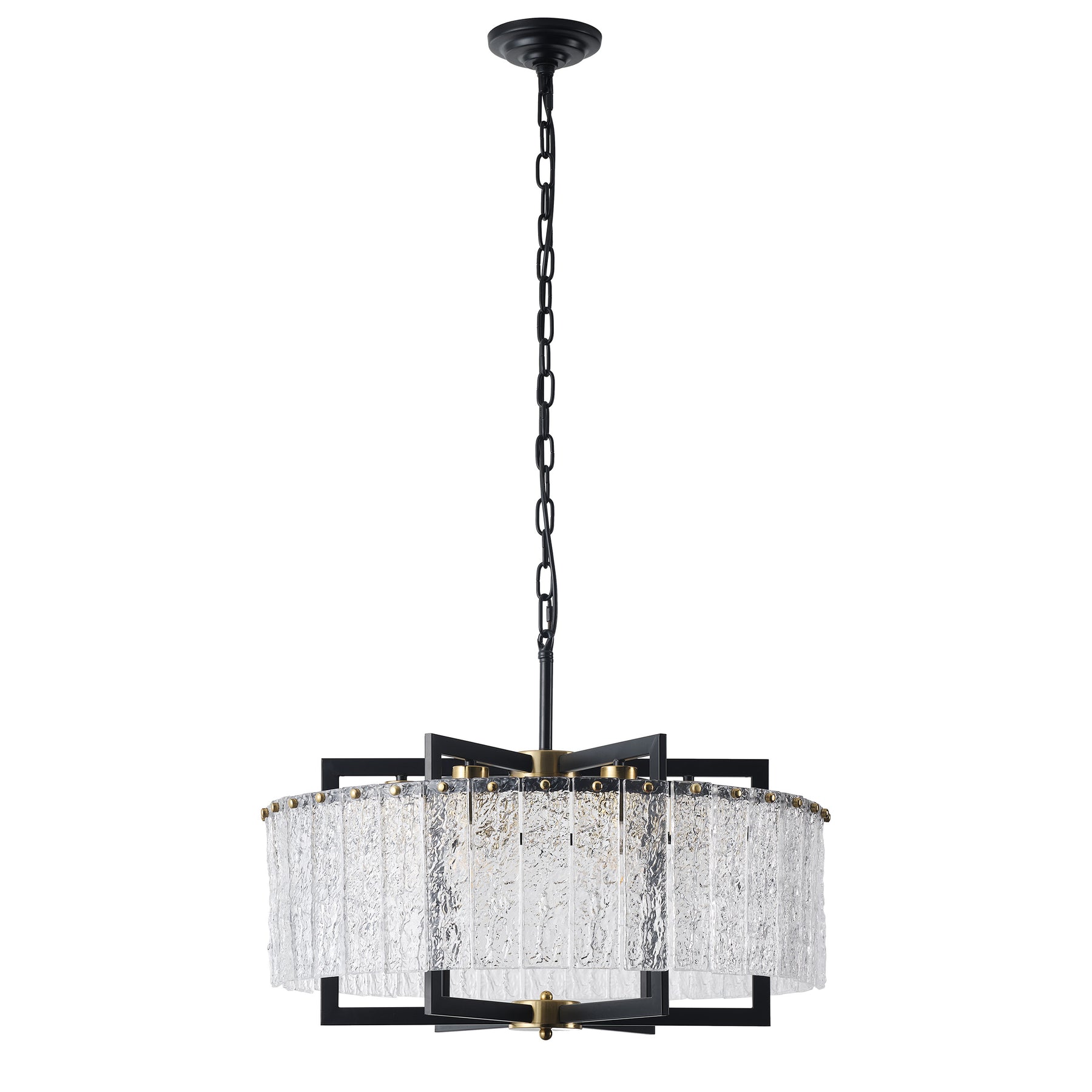6-Lights Hollowed Out Cylindrical Glass Shade Pendant Lighting