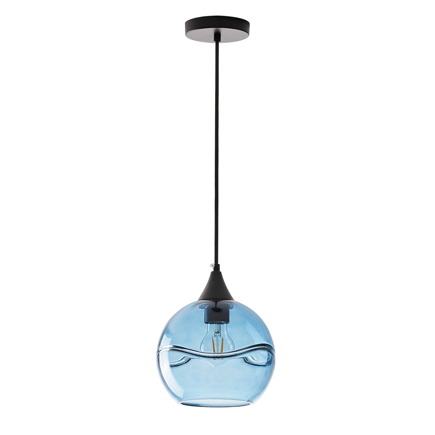 1-Light Blue Ball Shade Pendant Lighting