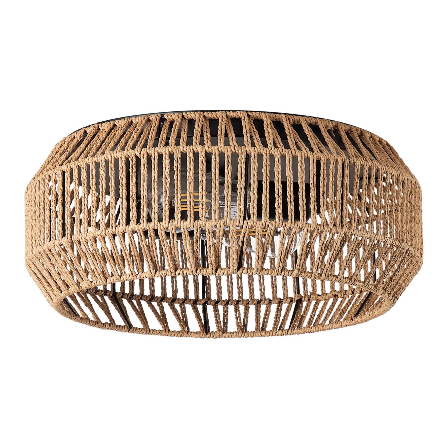 2-Lights String Paper Openwork Round Shade Flush Mount Lighting