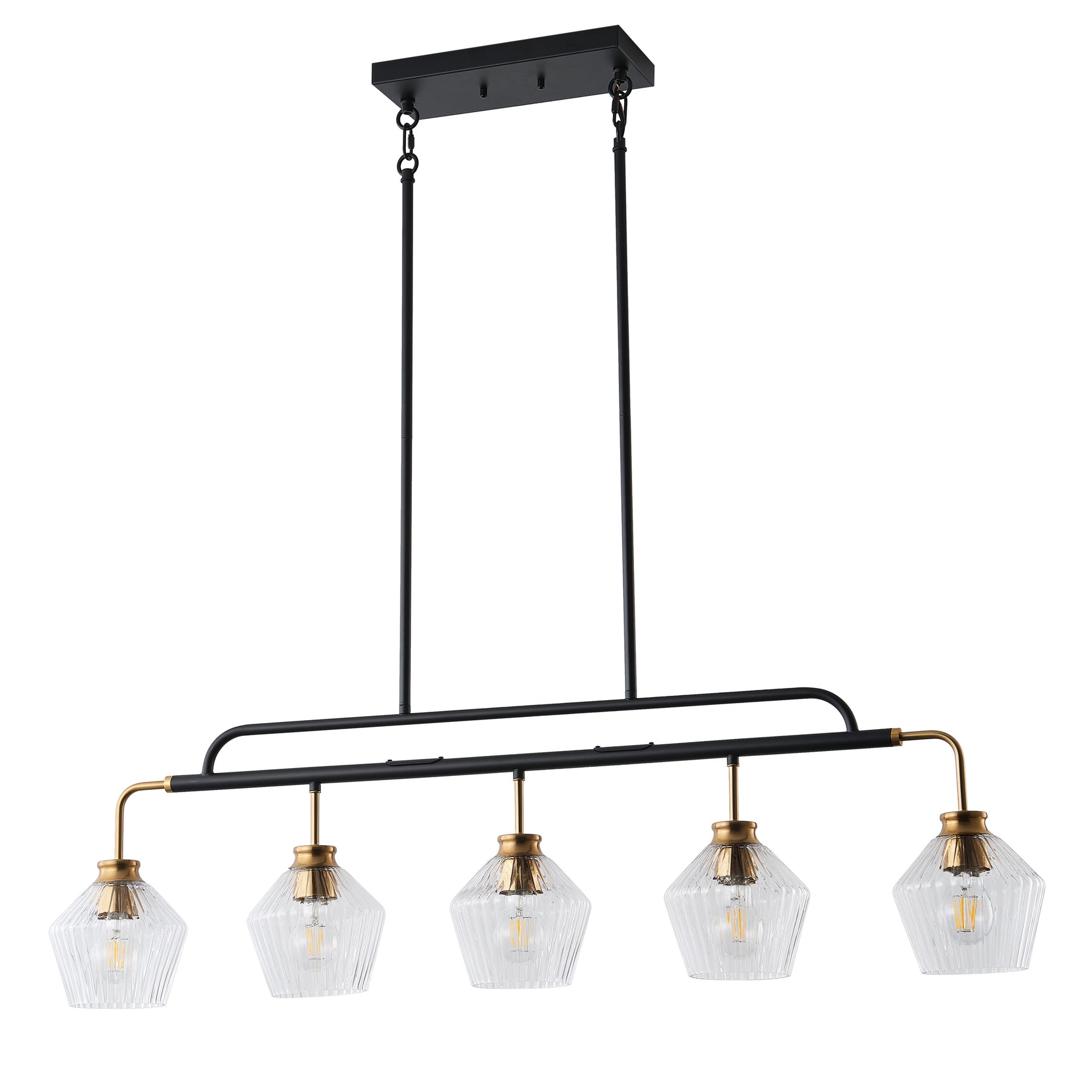 5-Lights Clear Light Striped Glass Shade Kitchen Island Lights