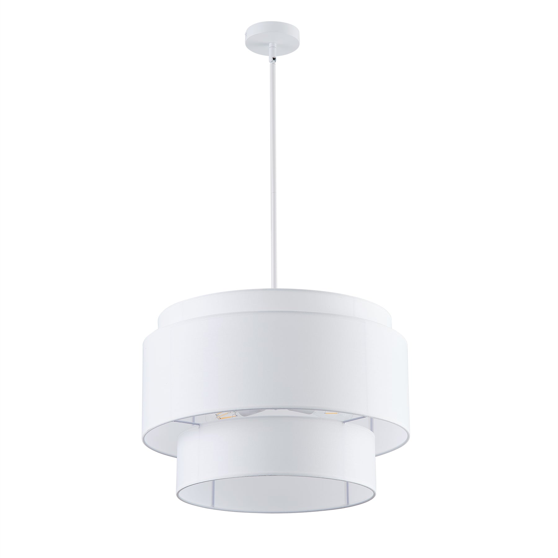 4-Light 21.65 in Oversize Three-Layer Fabric Column Shade Pendant Lighting