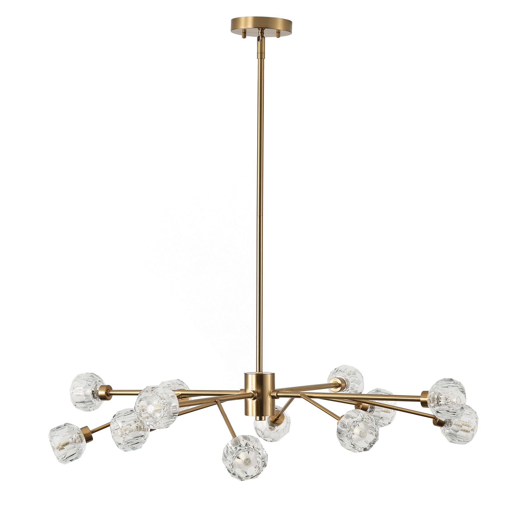 12-Lights Exquisite and Compact Clear Crystal Glass Shade Pendant Lighting