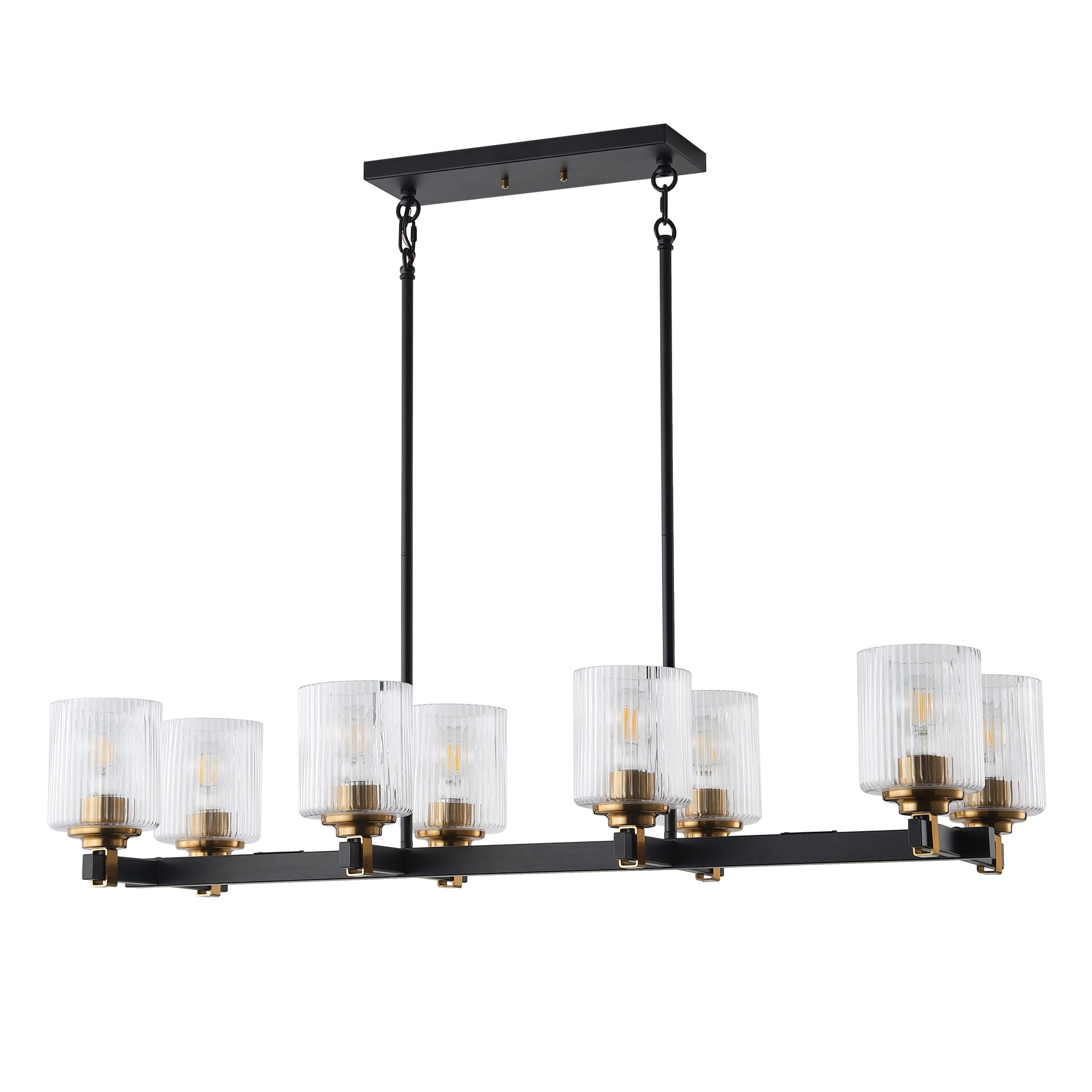 8-Lights Clear Light Striped Glass Shade Kitchen Island Lights
