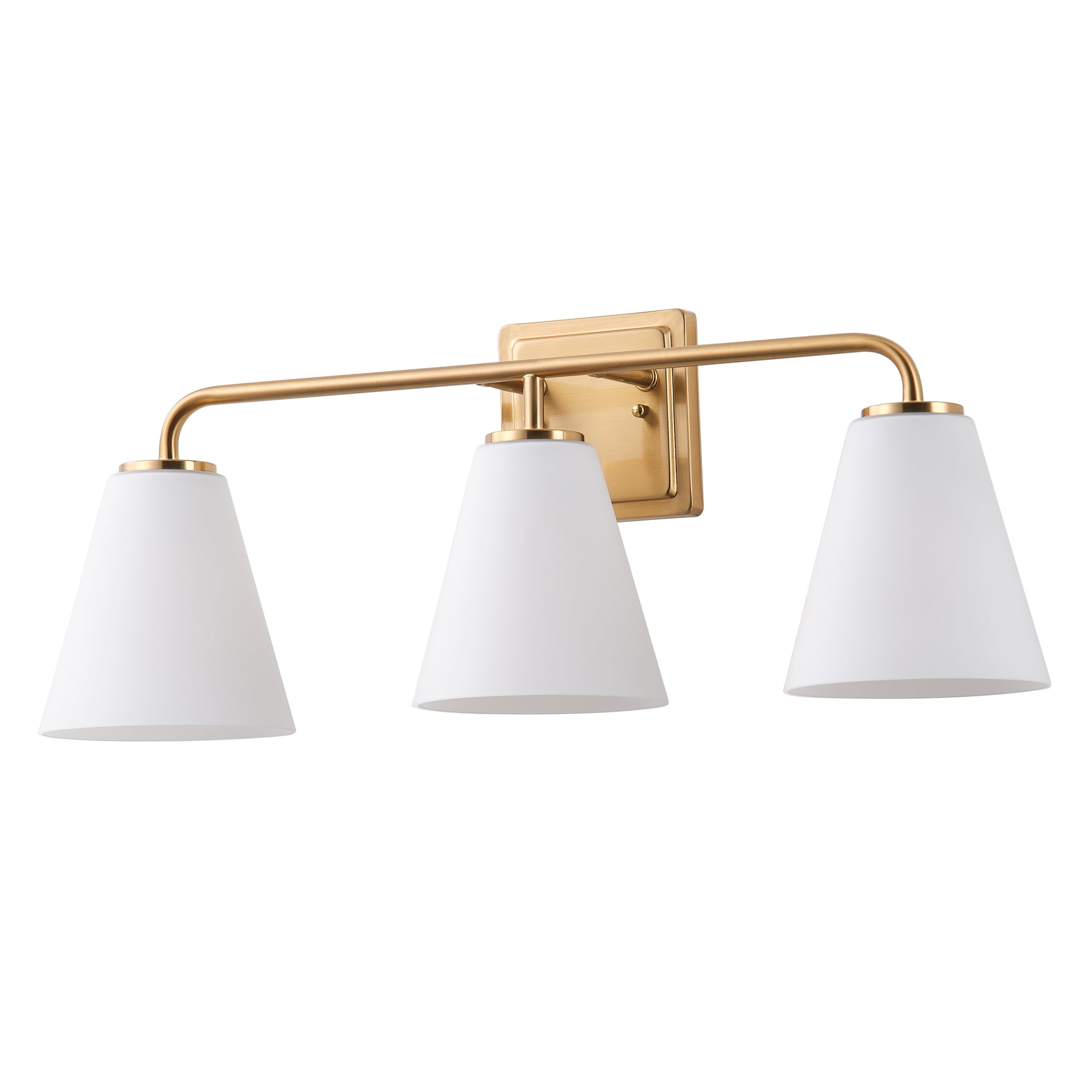 3-Light White Jade Acid Wash Flared Shade Bathroom Vanity Lighting