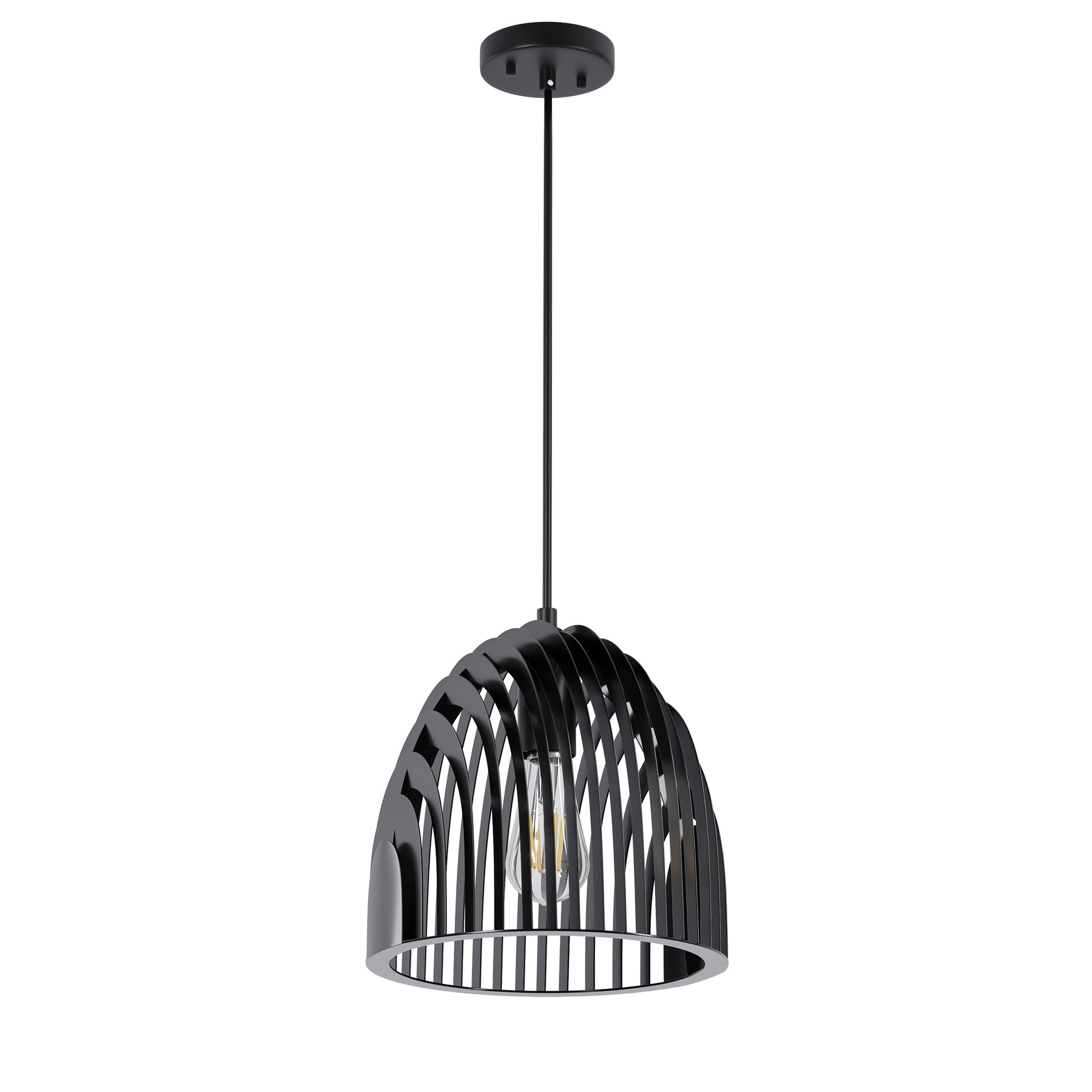 1-Light Round Metal Shade Openwork Design Pendant Lighting