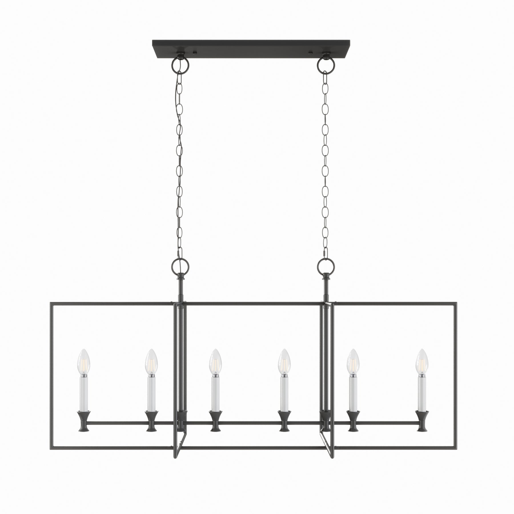 6-Lights Farmhouse Metal Frame Kitchen Island Lights