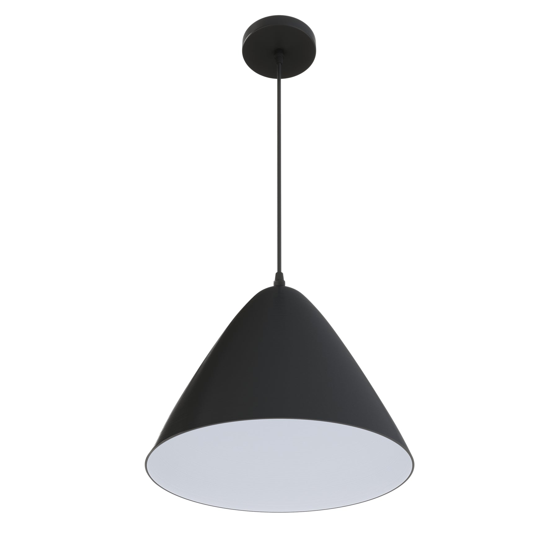 1-Light Black Metal Cone Pendant Lighting