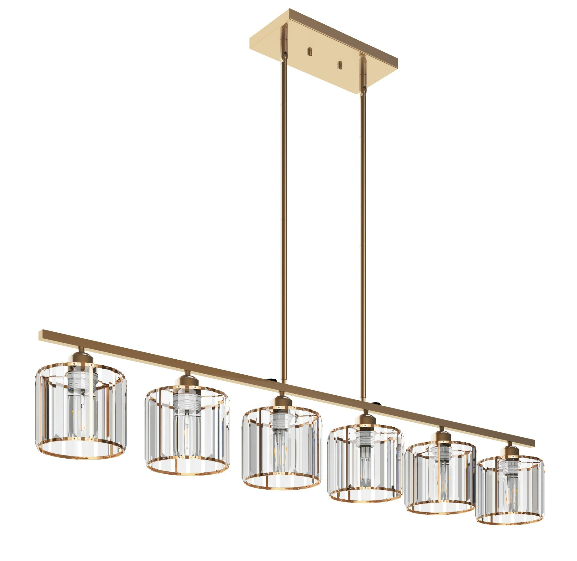 6-Lights Classic Glass Cylinder Kitchen Island Lights