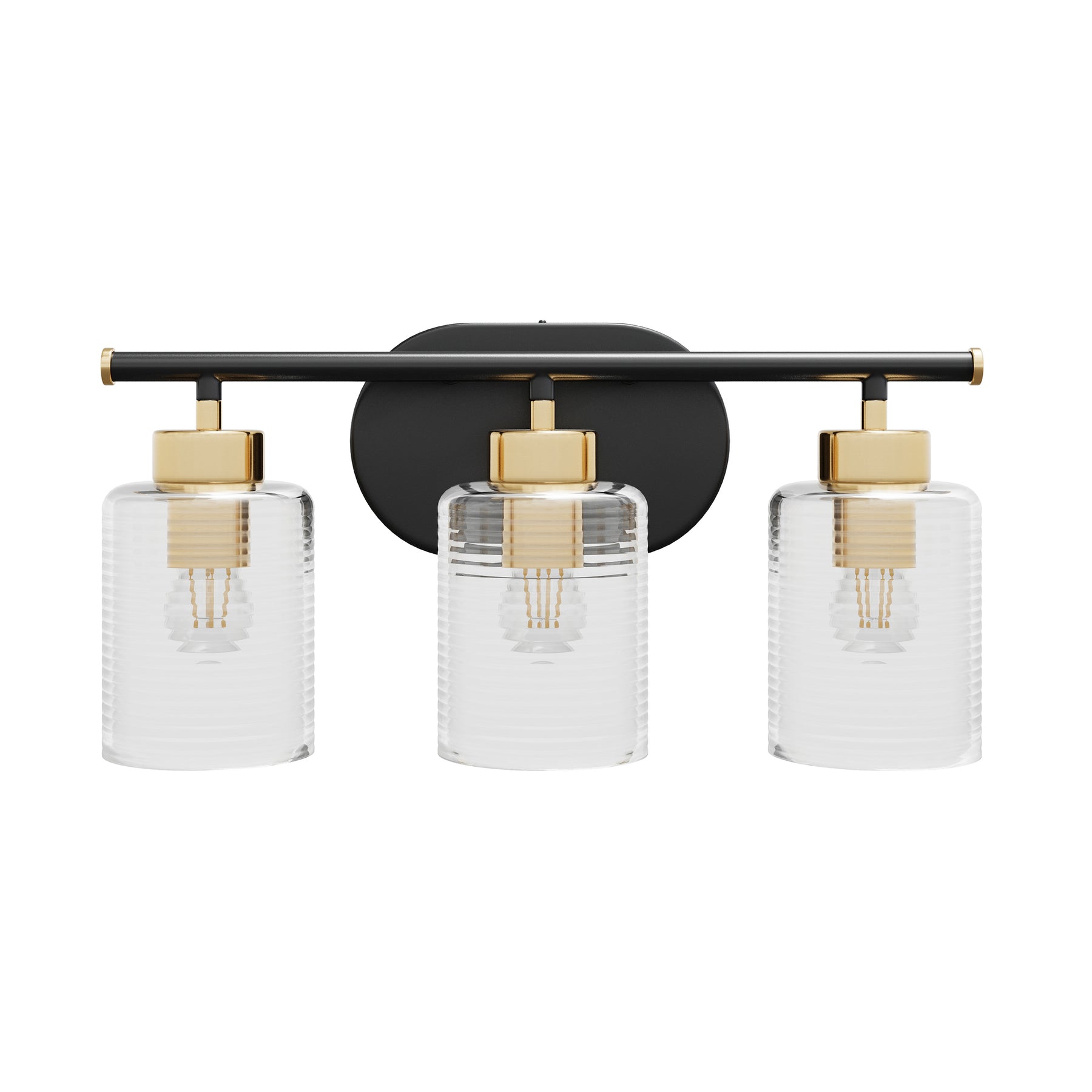 3-Lights Modern with Spiral Glass Shade Bathroom Vanity Lighting