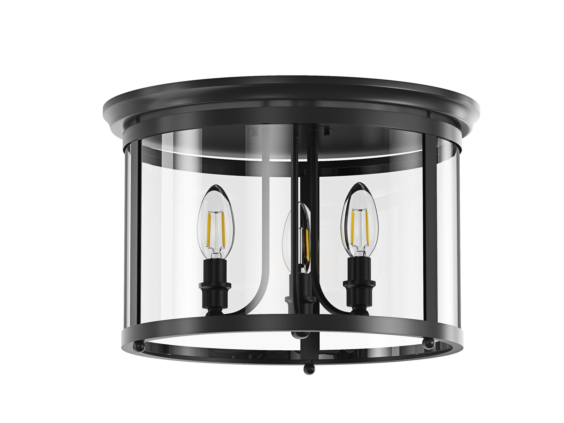 3-Lights Spherical Glass Shade Flush Mount Lighting
