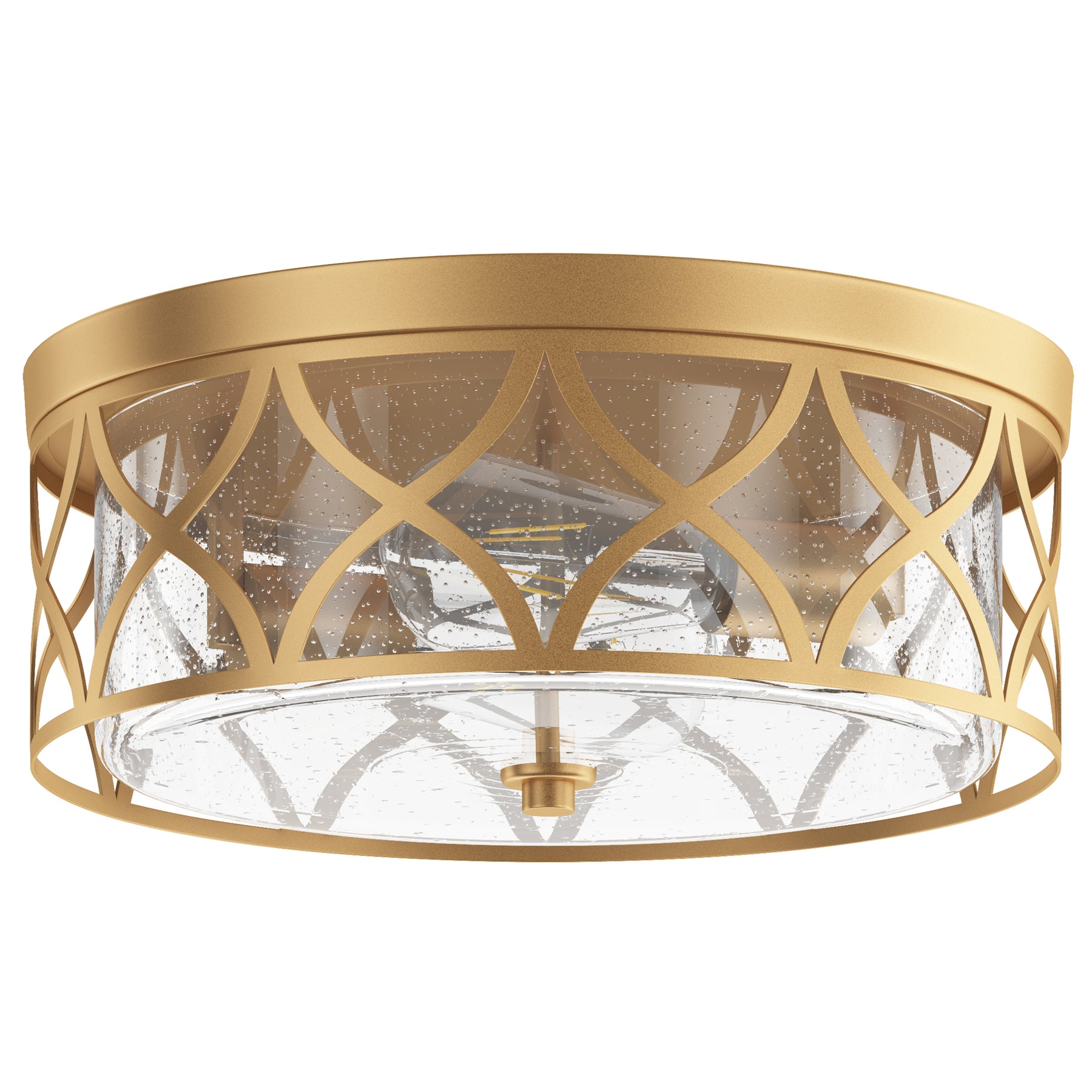 2-Lights Clear Glass and Brushed Gold Finish Modern Flush Mount Lighting